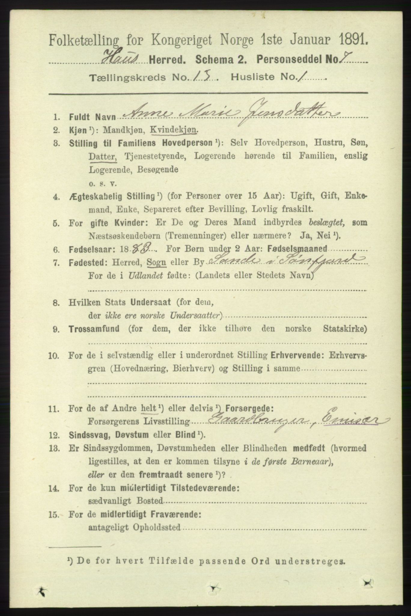 RA, 1891 census for 1250 Haus, 1891, p. 5562