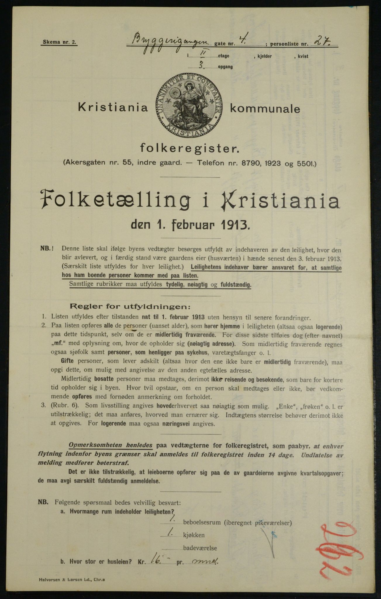 OBA, Municipal Census 1913 for Kristiania, 1913, p. 10158