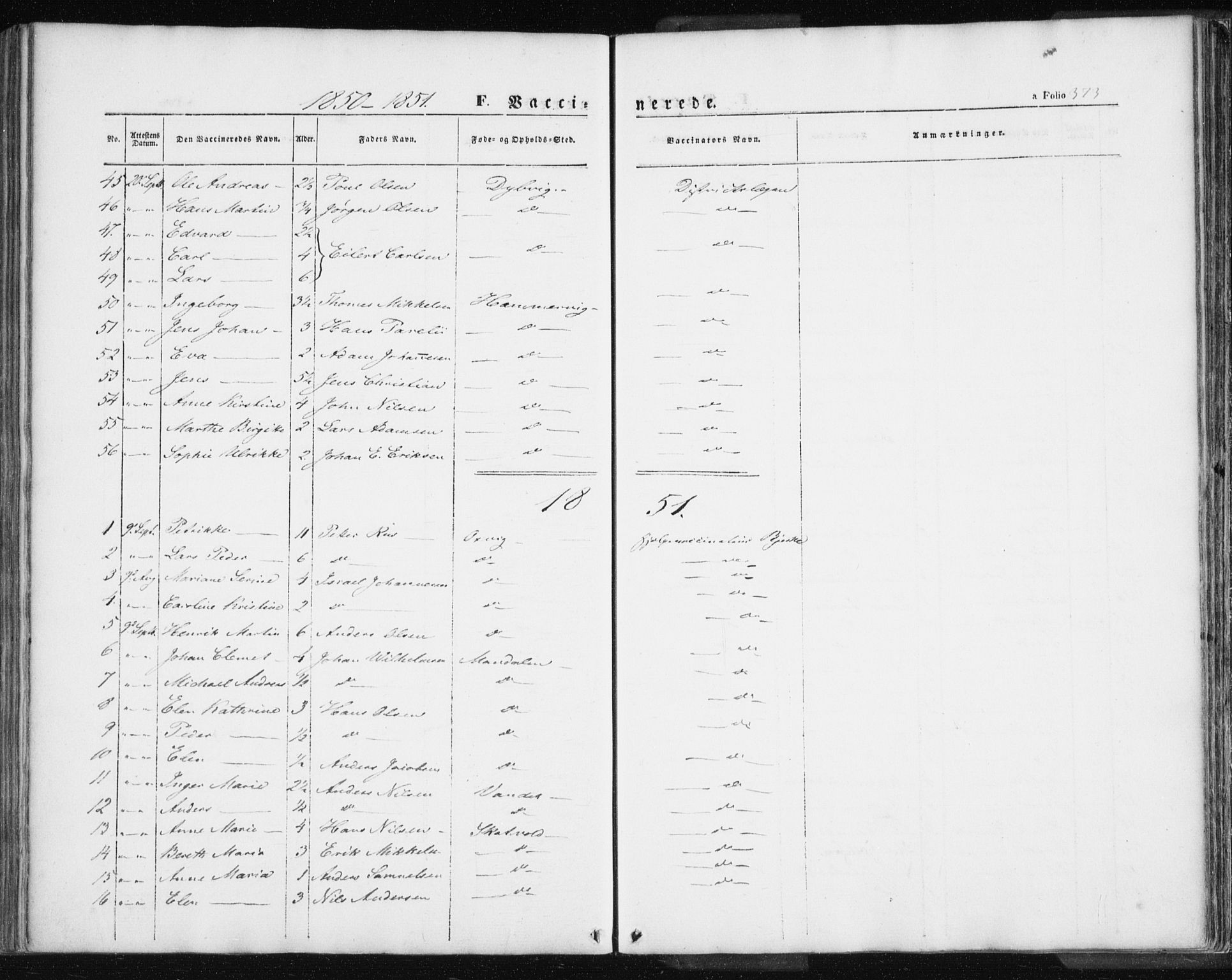 Lyngen sokneprestembete, SATØ/S-1289/H/He/Hea/L0004kirke: Parish register (official) no. 4, 1839-1858, p. 373