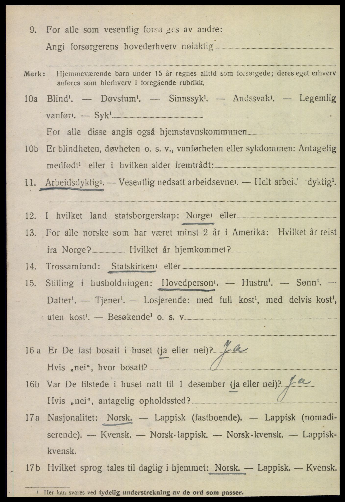 SAT, 1920 census for Tjøtta, 1920, p. 5370