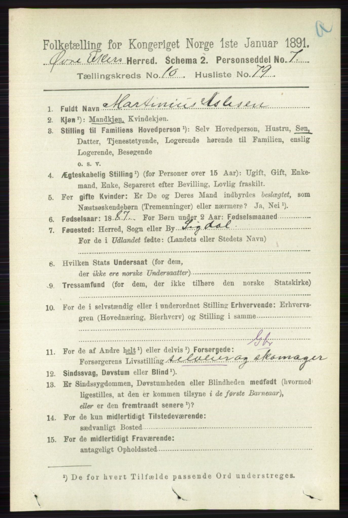 RA, 1891 census for 0624 Øvre Eiker, 1891, p. 4441