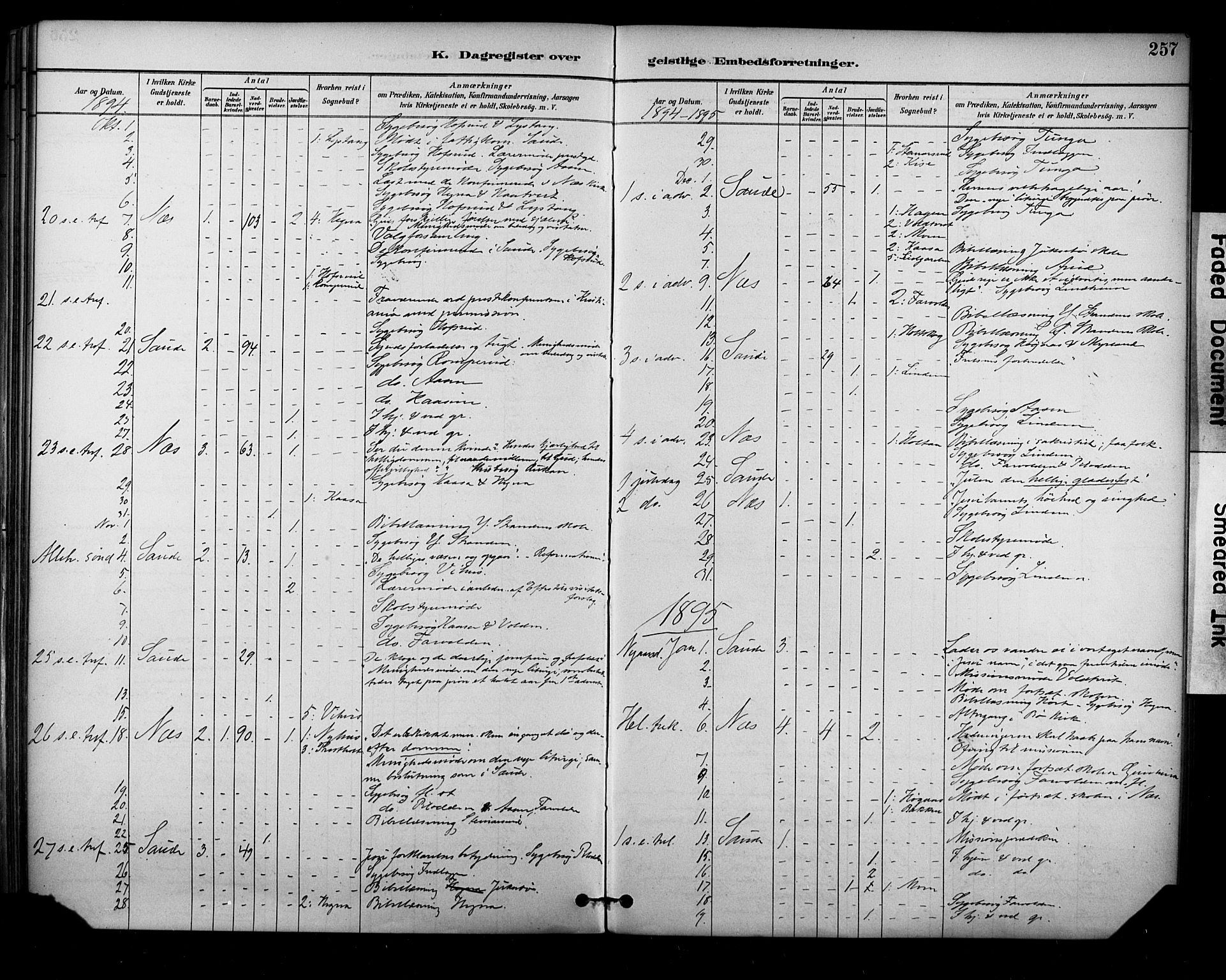 Sauherad kirkebøker, AV/SAKO-A-298/F/Fa/L0009: Parish register (official) no. I 9, 1887-1912, p. 257