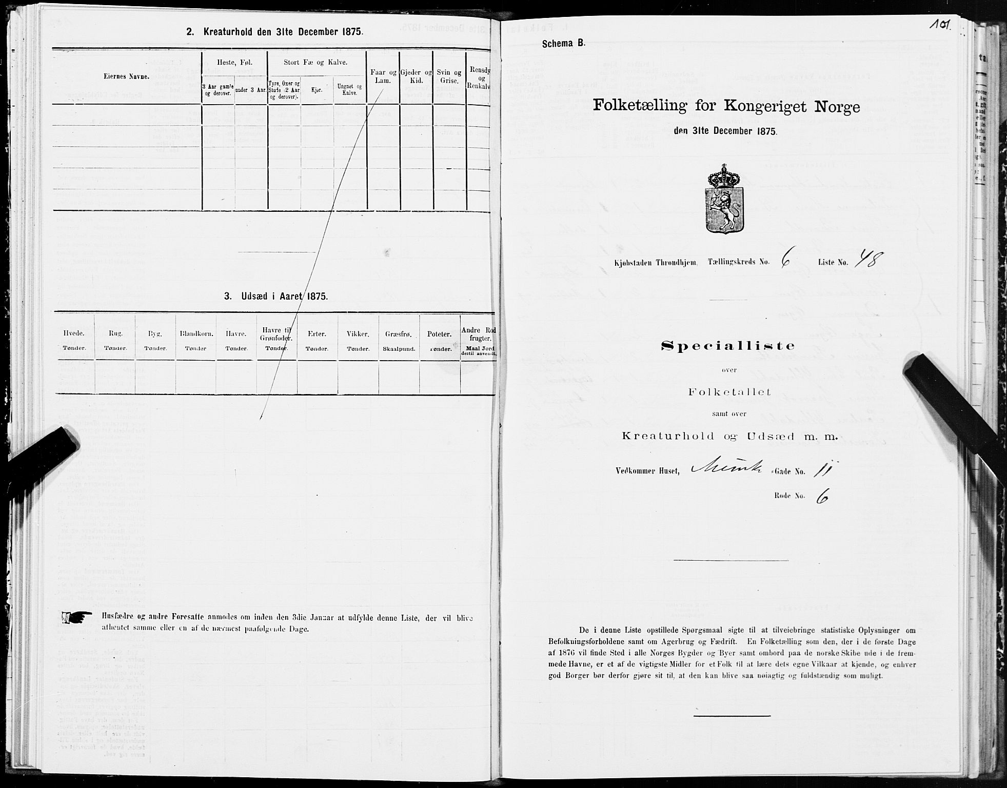 SAT, 1875 census for 1601 Trondheim, 1875, p. 4101