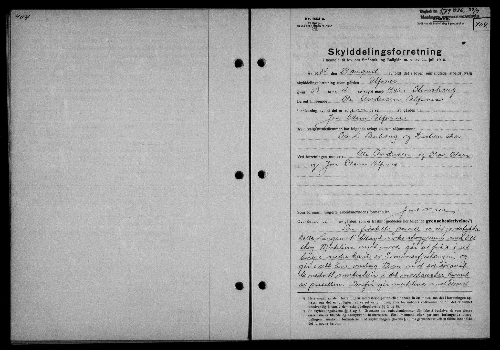 Nordmøre sorenskriveri, AV/SAT-A-4132/1/2/2Ca/L0087: Mortgage book no. 77, 1935-1936, Deed date: 23.03.1936