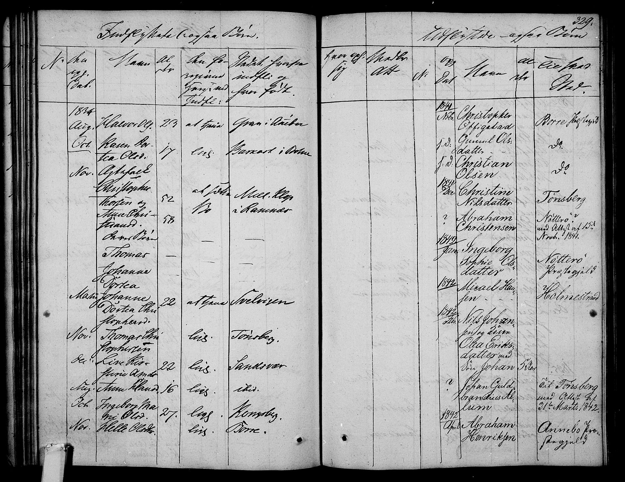 Våle kirkebøker, AV/SAKO-A-334/F/Fa/L0008: Parish register (official) no. I 8, 1824-1844, p. 329