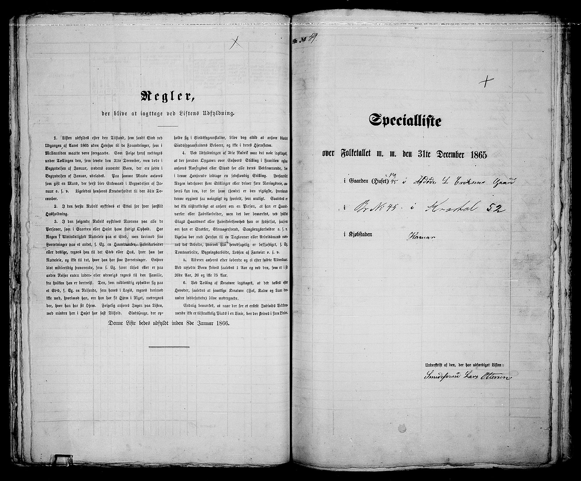 RA, 1865 census for Vang/Hamar, 1865, p. 126