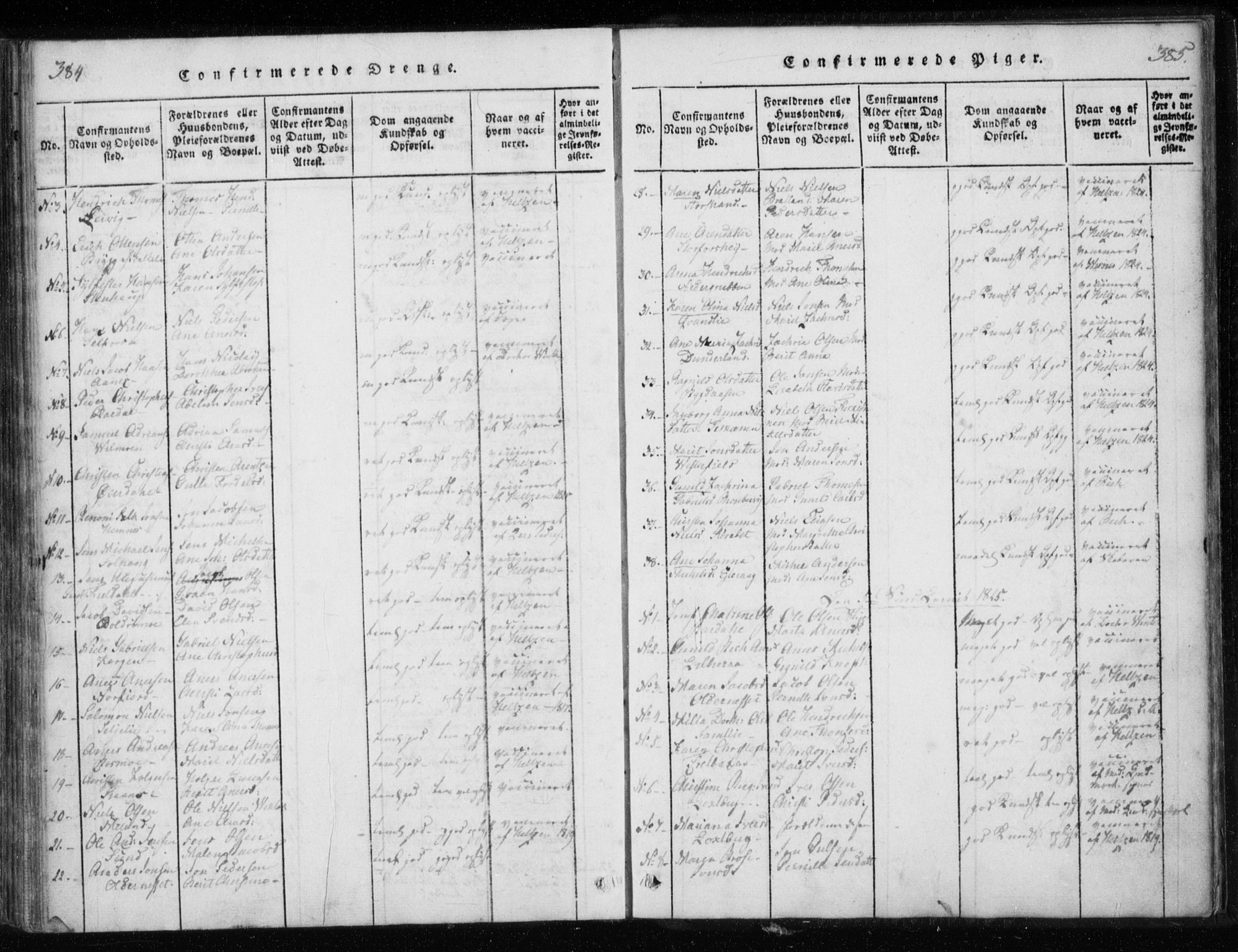 Ministerialprotokoller, klokkerbøker og fødselsregistre - Nordland, AV/SAT-A-1459/825/L0353: Parish register (official) no. 825A07, 1820-1826, p. 384-385