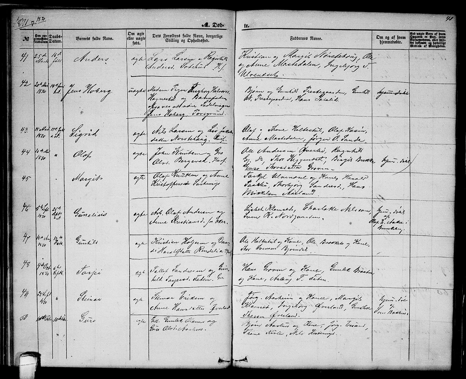 Seljord kirkebøker, SAKO/A-20/G/Ga/L0003: Parish register (copy) no. I 3, 1866-1873, p. 40