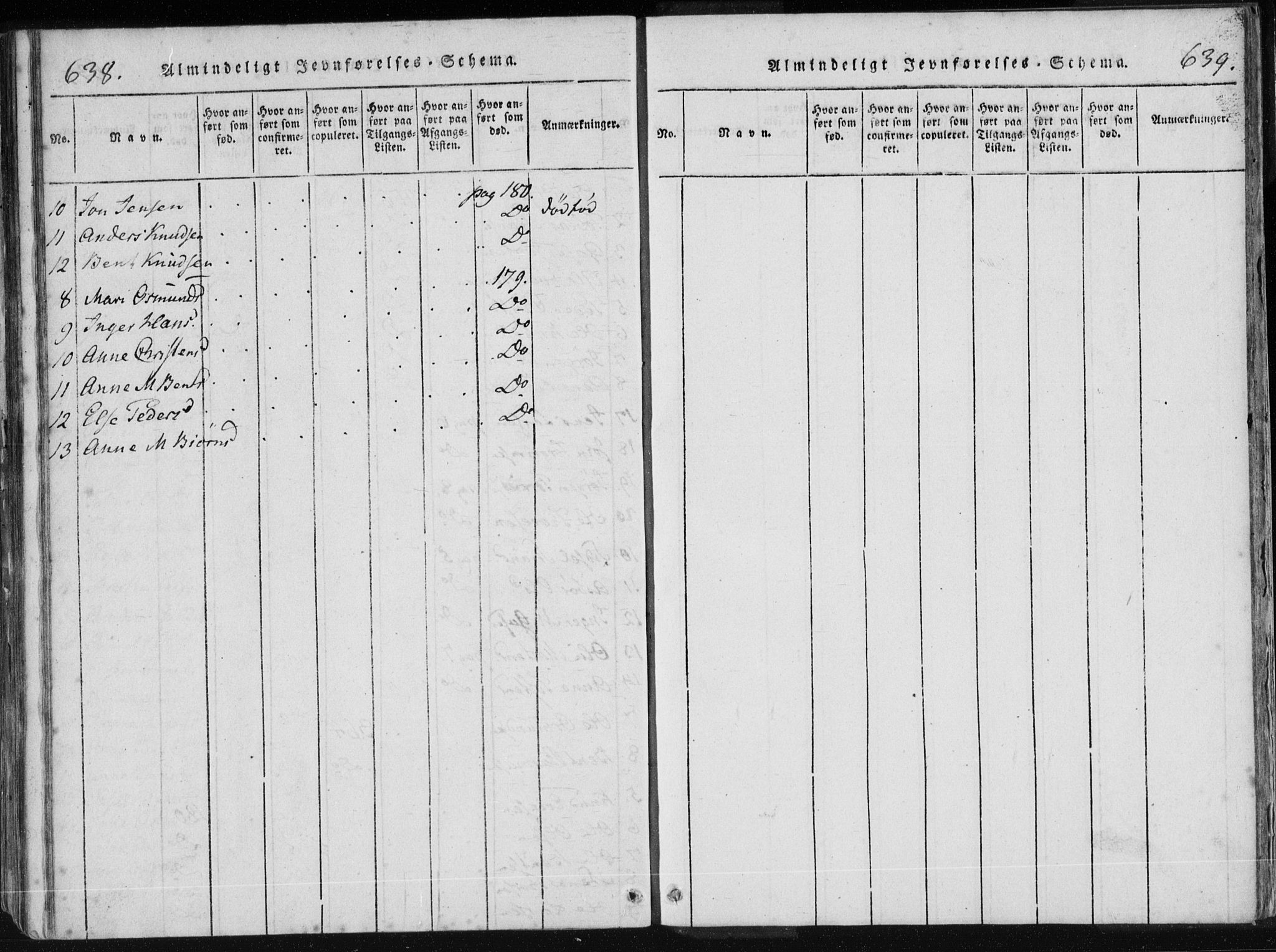 Holum sokneprestkontor, AV/SAK-1111-0022/F/Fa/Fac/L0002: Parish register (official) no. A 2, 1821-1859, p. 638-639