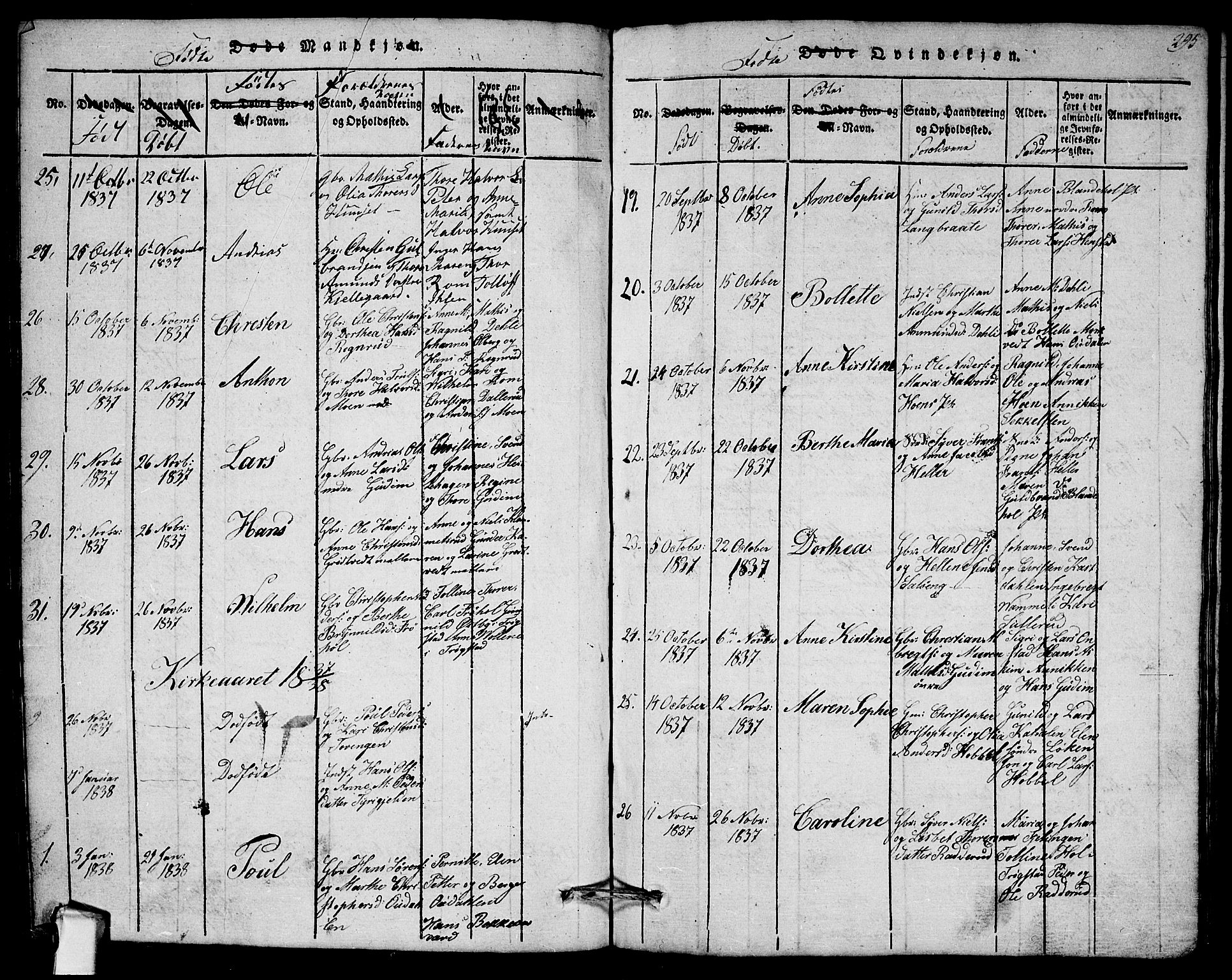 Askim prestekontor Kirkebøker, AV/SAO-A-10900/G/Ga/L0001: Parish register (copy) no. 1, 1817-1846, p. 294-295