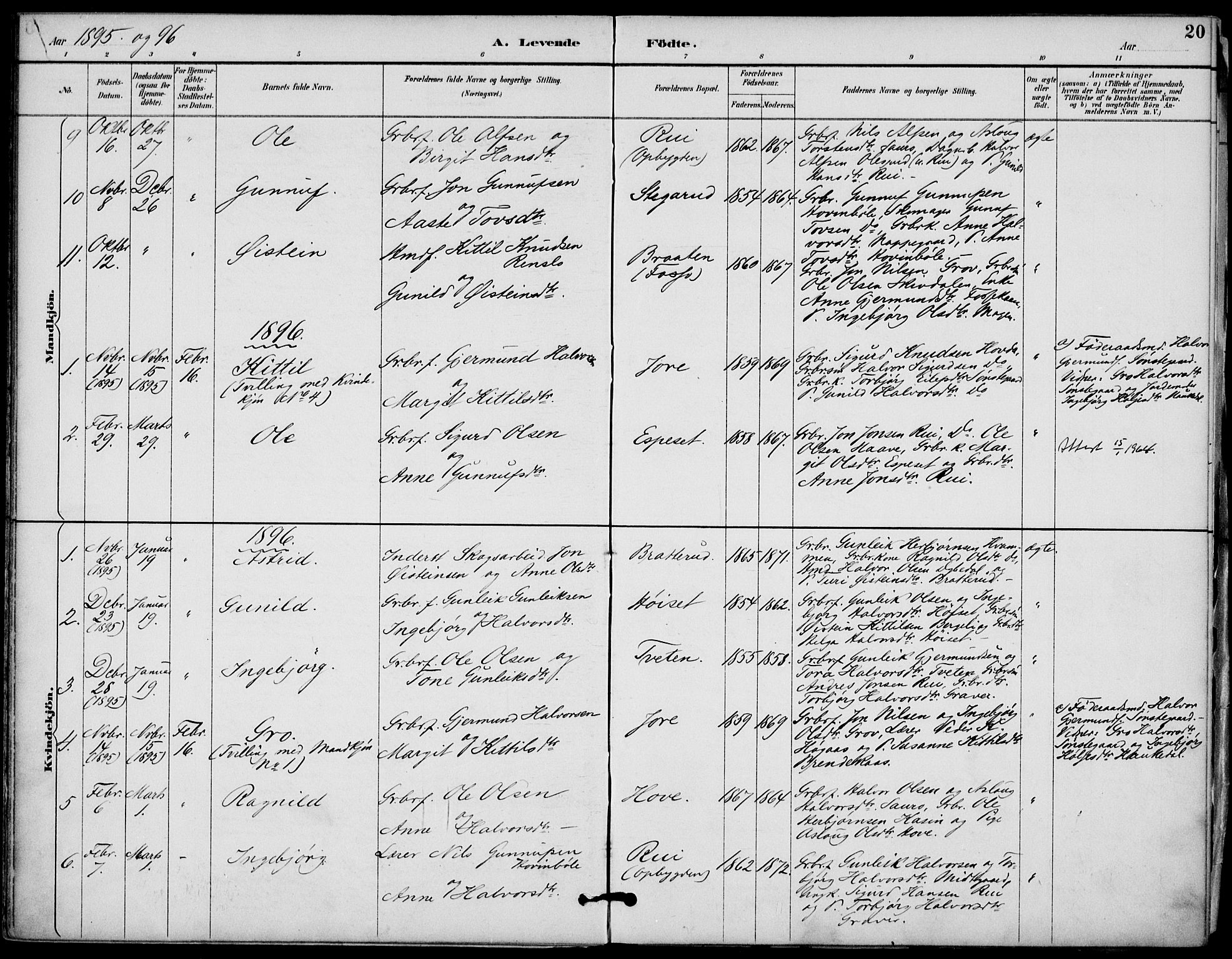 Gransherad kirkebøker, SAKO/A-267/F/Fb/L0005: Parish register (official) no. II 5, 1887-1916, p. 20