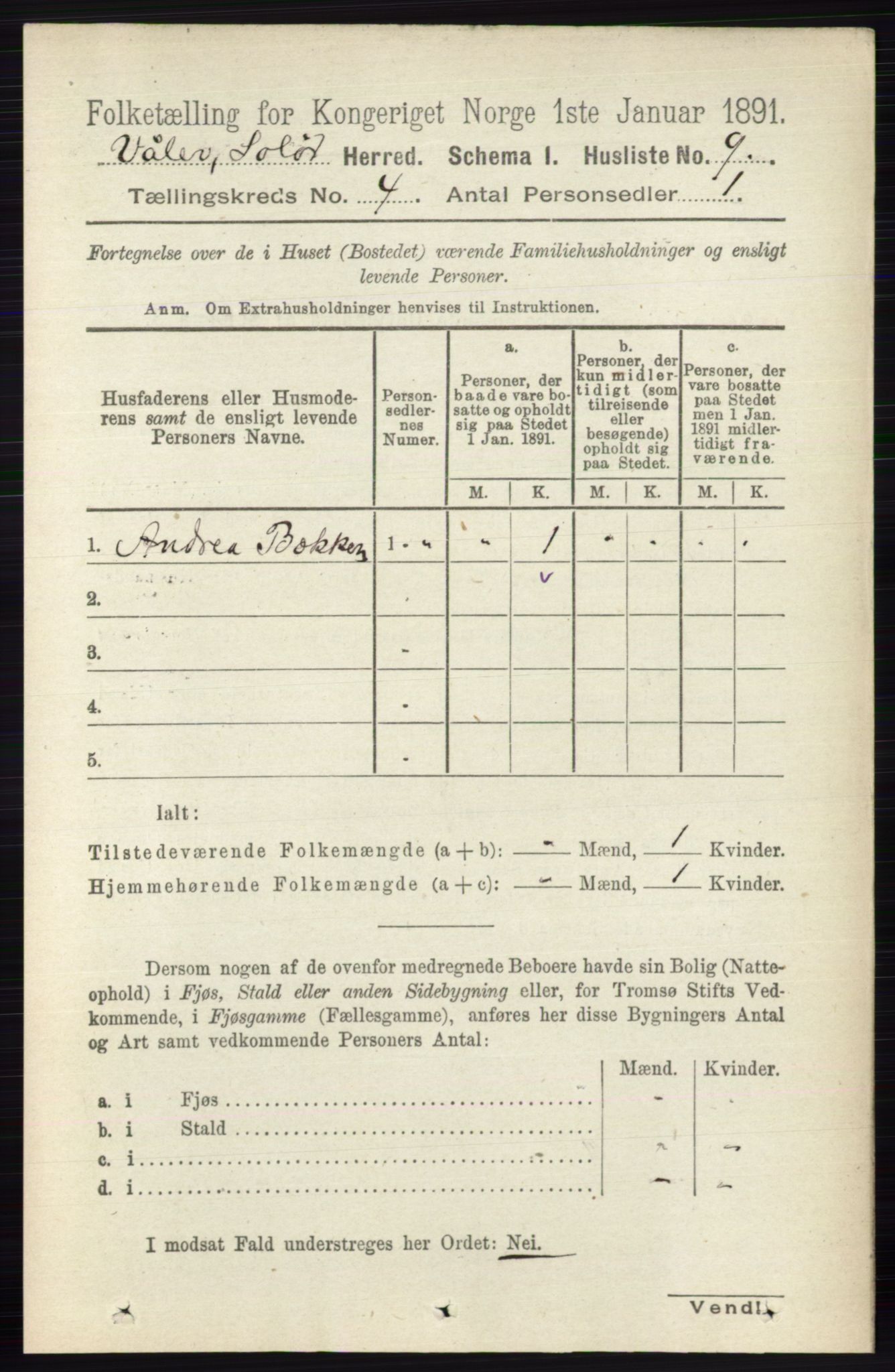 RA, 1891 census for 0426 Våler, 1891, p. 1414