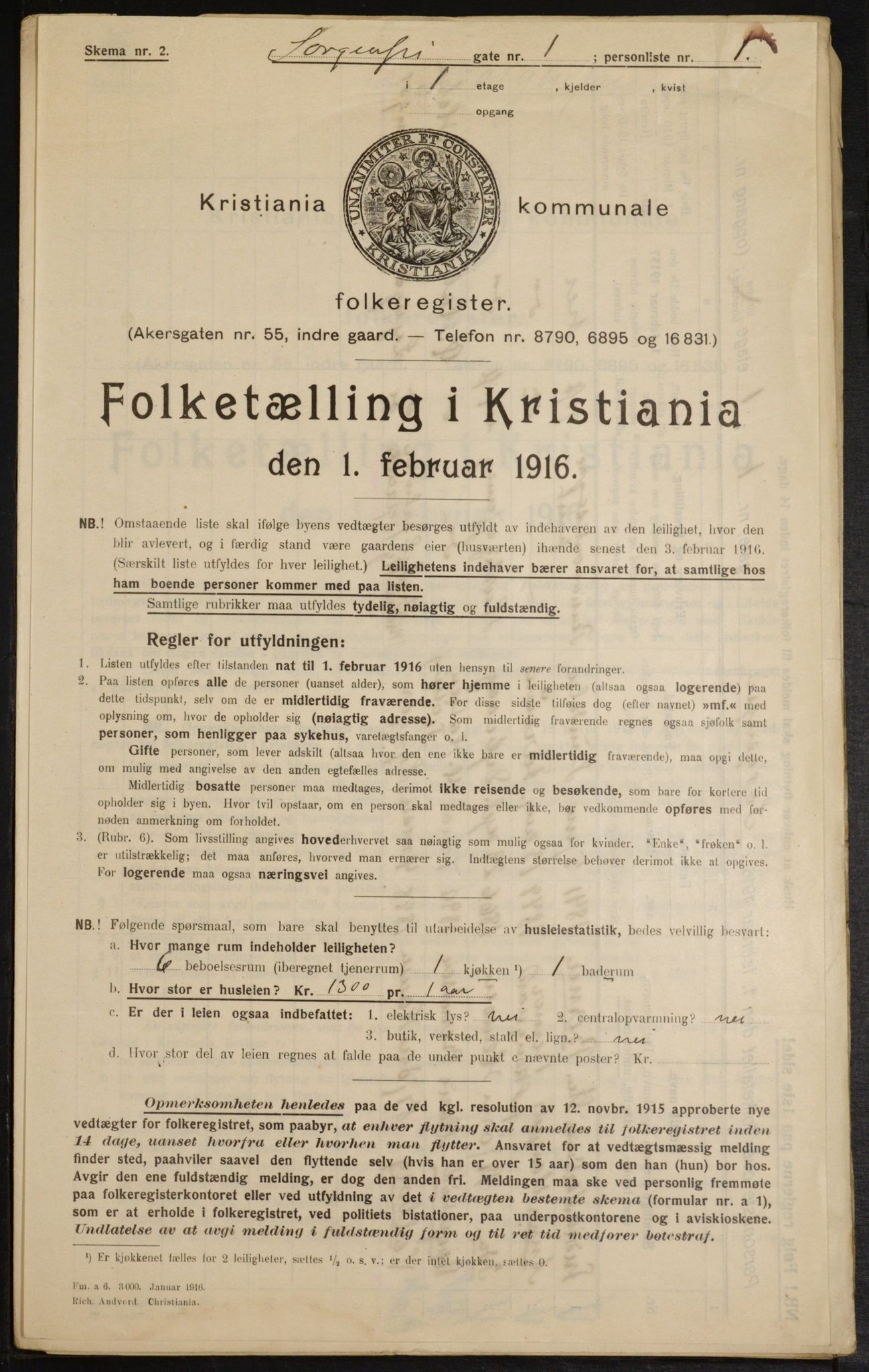 OBA, Municipal Census 1916 for Kristiania, 1916, p. 102274