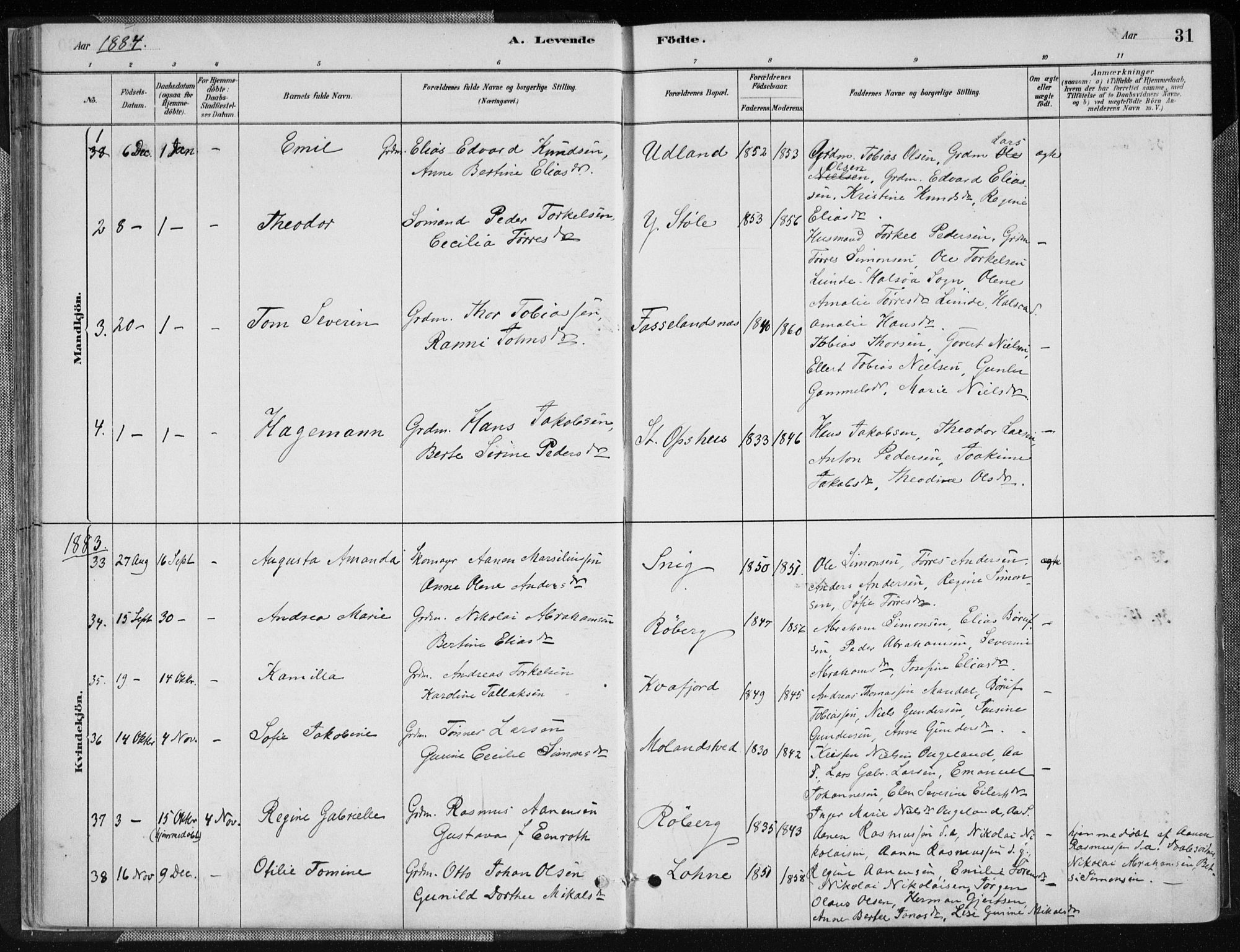 Sør-Audnedal sokneprestkontor, AV/SAK-1111-0039/F/Fa/Fab/L0009: Parish register (official) no. A 9, 1880-1895, p. 31