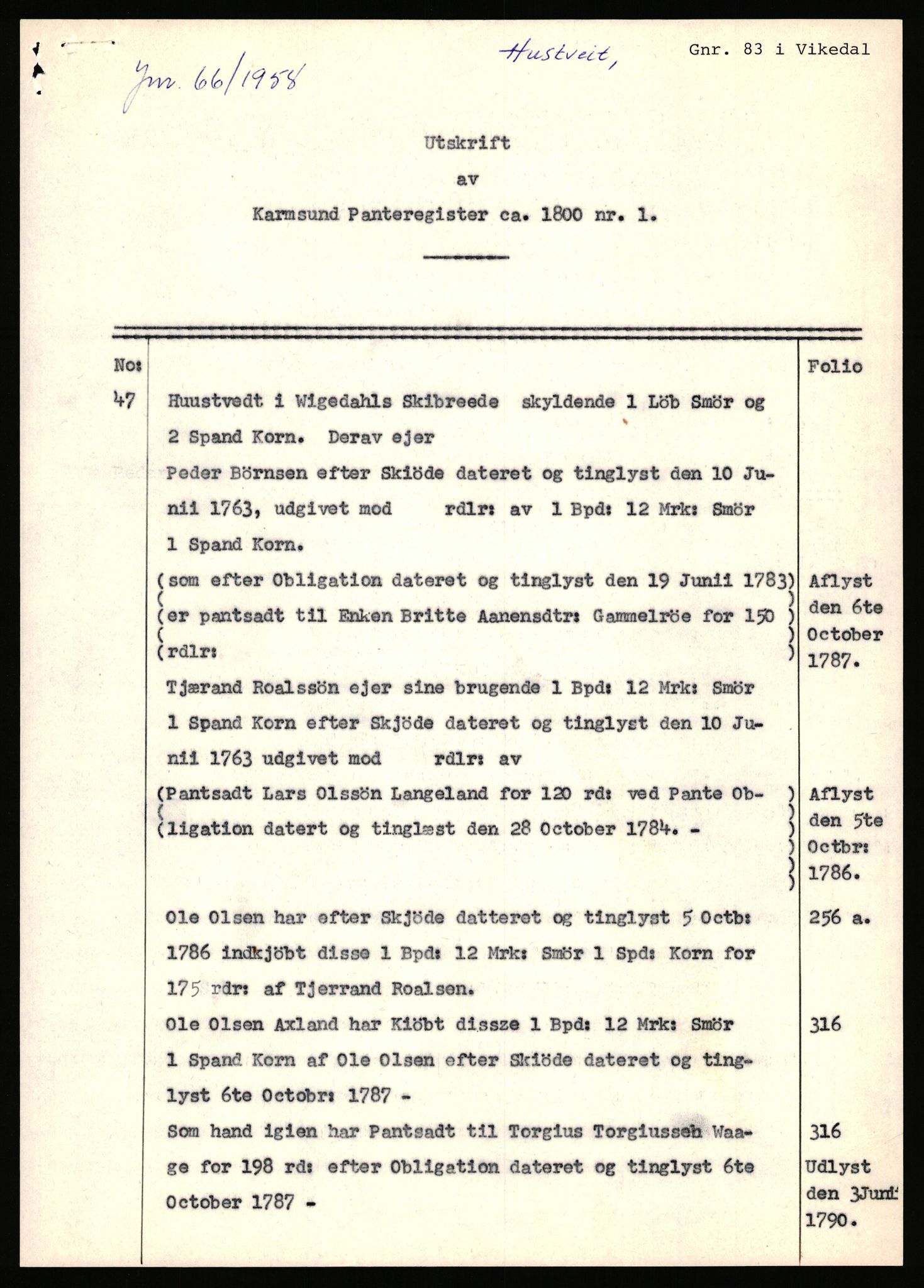 Statsarkivet i Stavanger, AV/SAST-A-101971/03/Y/Yj/L0041: Avskrifter sortert etter gårdsnavn: Hustveit i Vikedal - Høivik indre, 1750-1930, p. 2