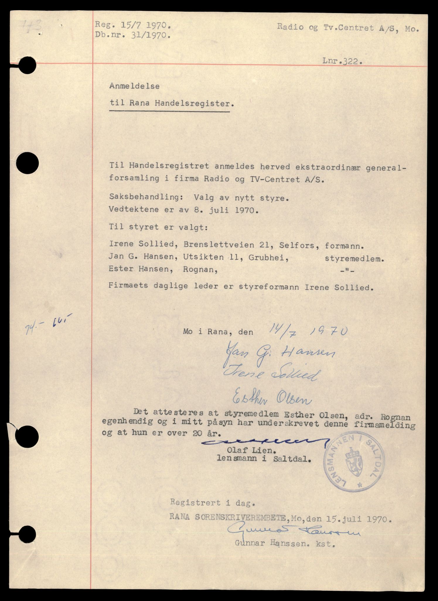 Rana sorenskriveri , AV/SAT-A-1108/2/J/Jd/Jdb/L0014: Bilag. Aksjeselskap R - S, 1927-1988, p. 5