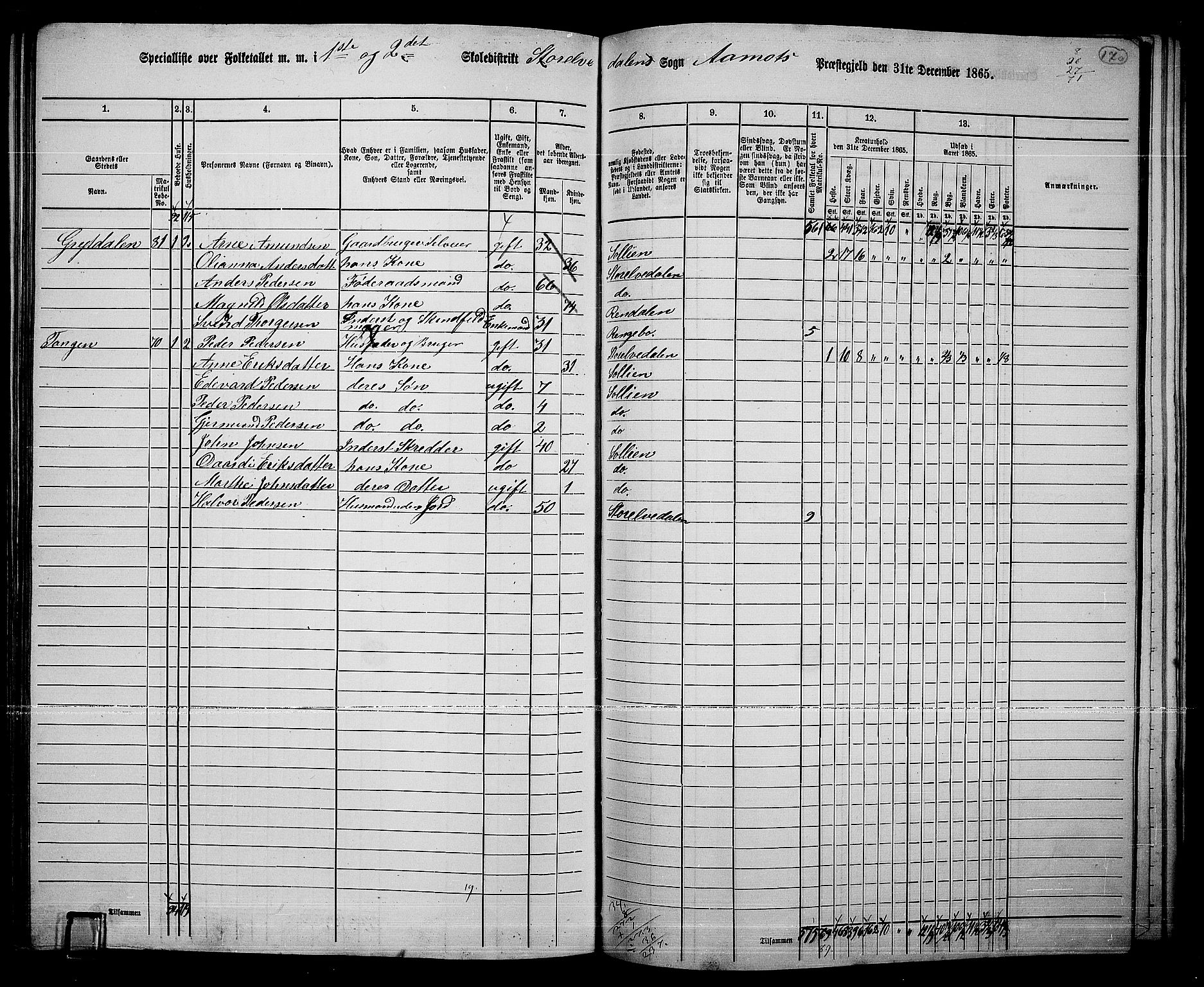 RA, 1865 census for Åmot, 1865, p. 149