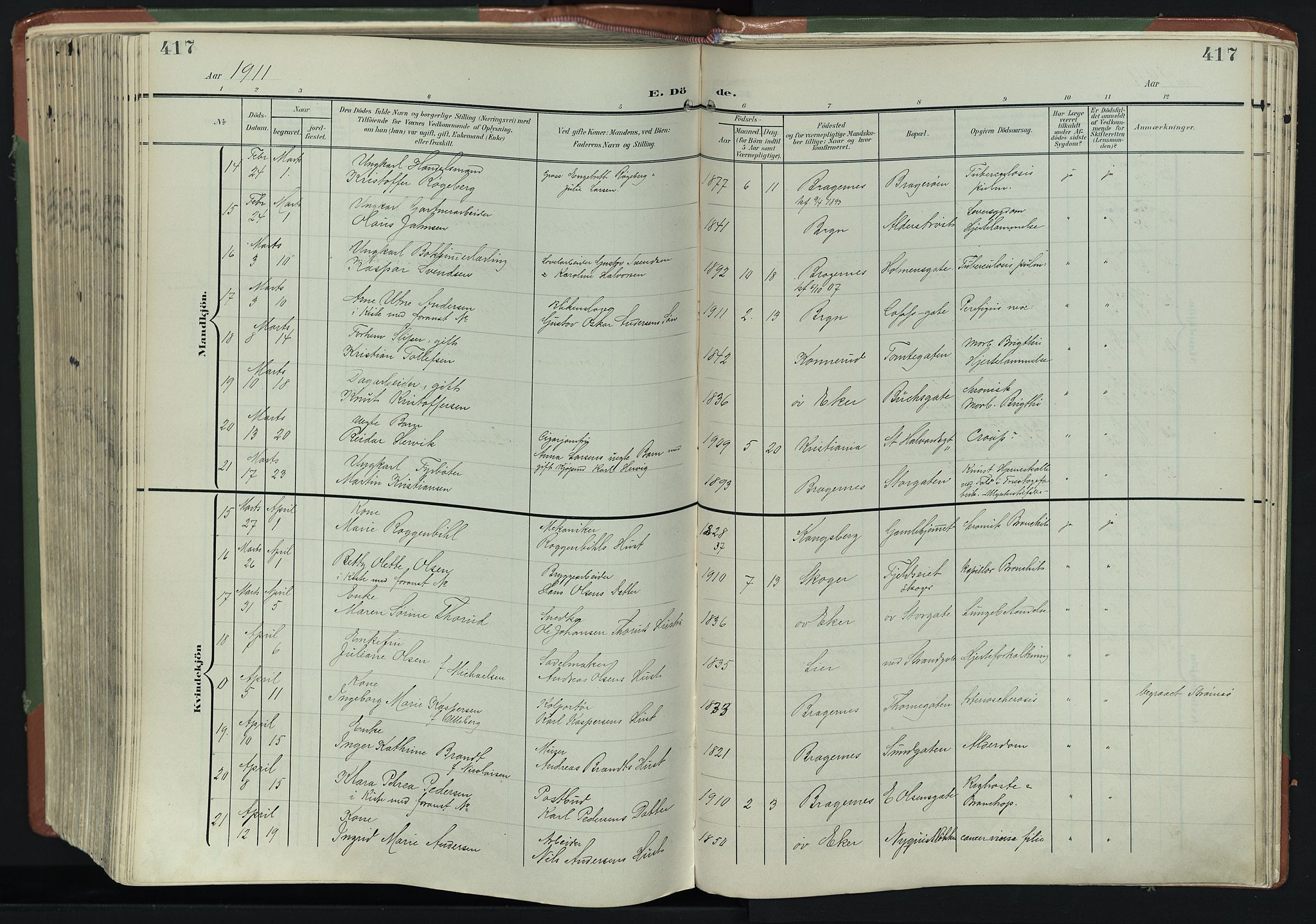 Bragernes kirkebøker, AV/SAKO-A-6/F/Fb/L0009: Parish register (official) no. II 9, 1902-1911, p. 417