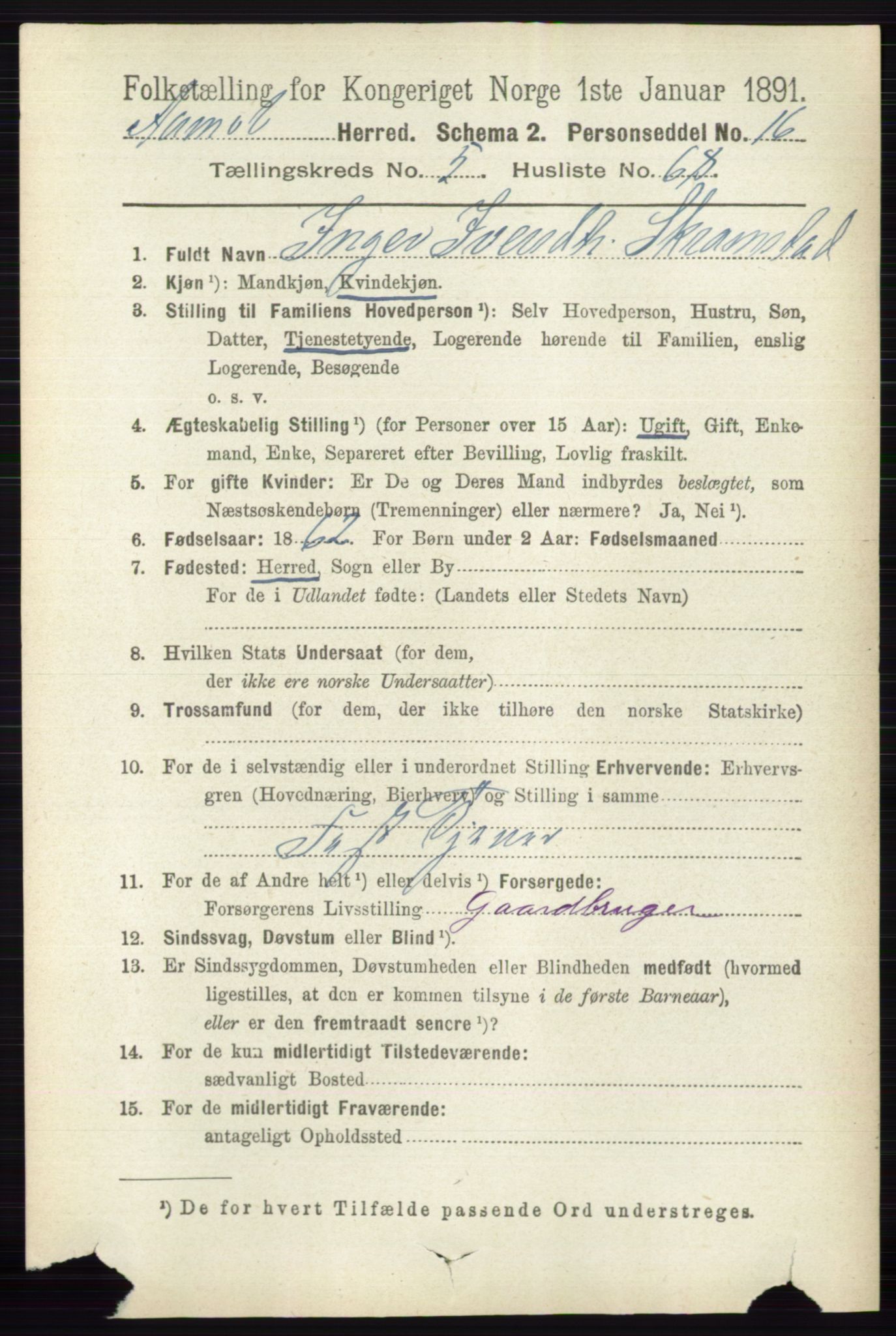 RA, 1891 census for 0429 Åmot, 1891, p. 2734