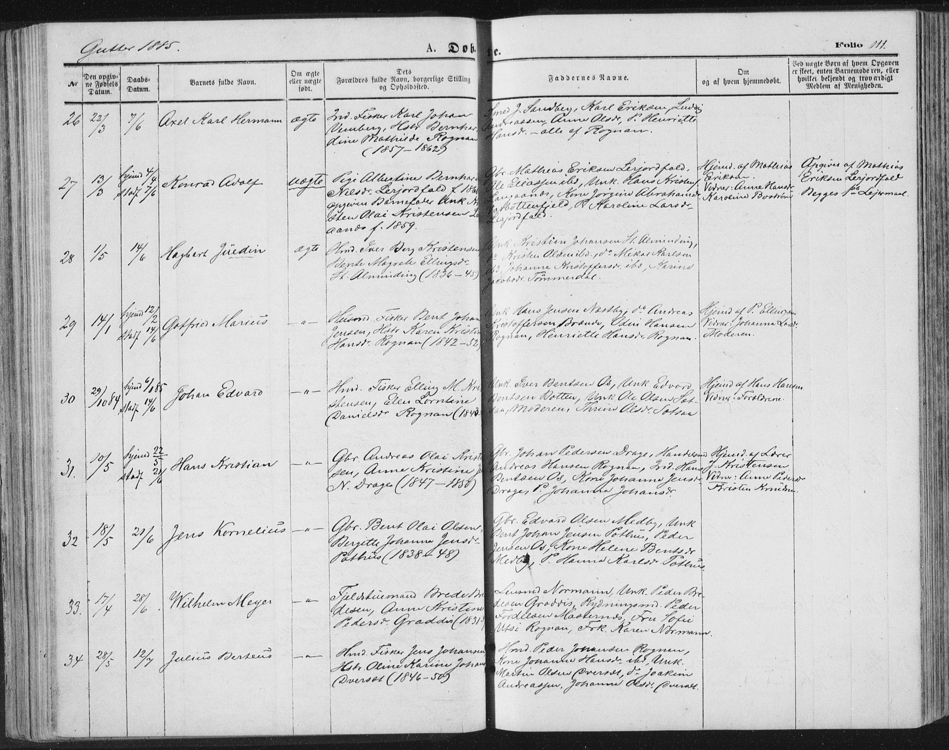 Ministerialprotokoller, klokkerbøker og fødselsregistre - Nordland, AV/SAT-A-1459/847/L0668: Parish register (official) no. 847A08, 1872-1886, p. 111