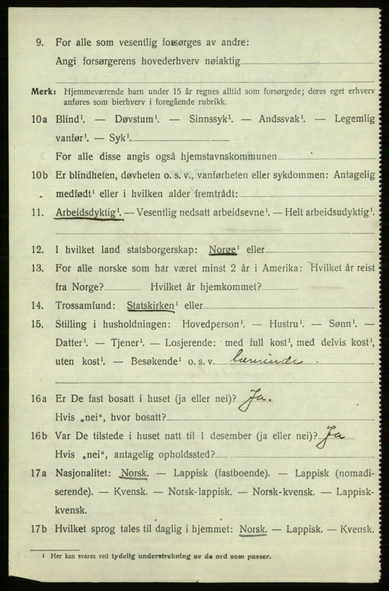 SATØ, 1920 census for Alta, 1920, p. 1626