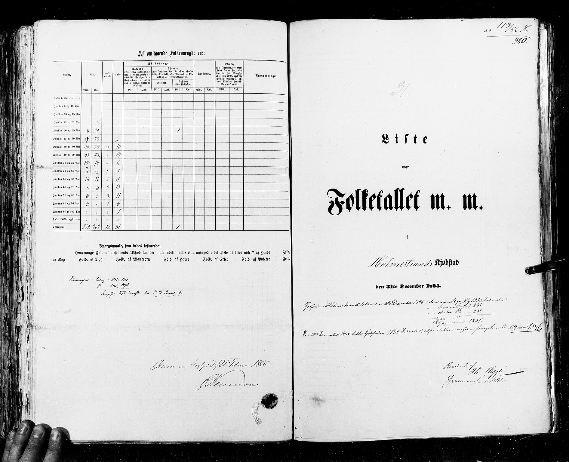 RA, Census 1855, vol. 7: Fredrikshald-Kragerø, 1855, p. 380