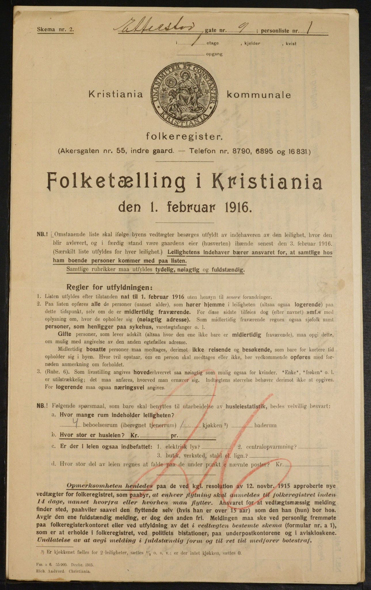 OBA, Municipal Census 1916 for Kristiania, 1916, p. 22740