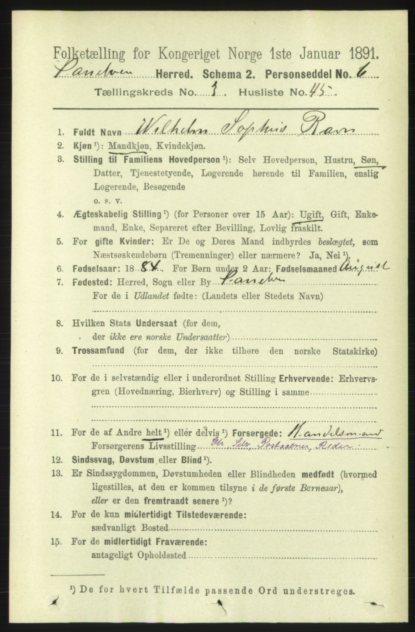 RA, 1891 census for 1511 Vanylven, 1891, p. 1502