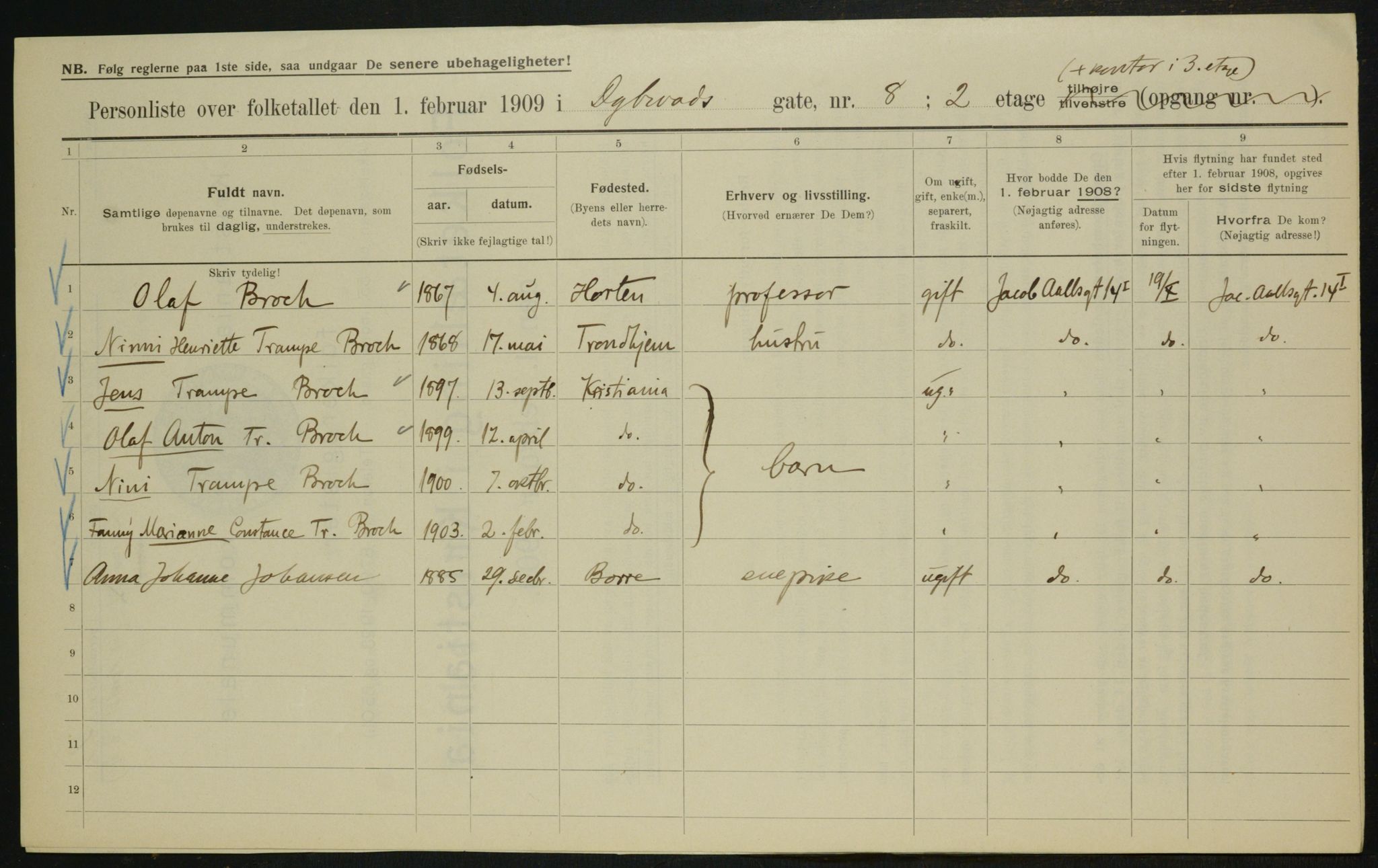 OBA, Municipal Census 1909 for Kristiania, 1909, p. 15999