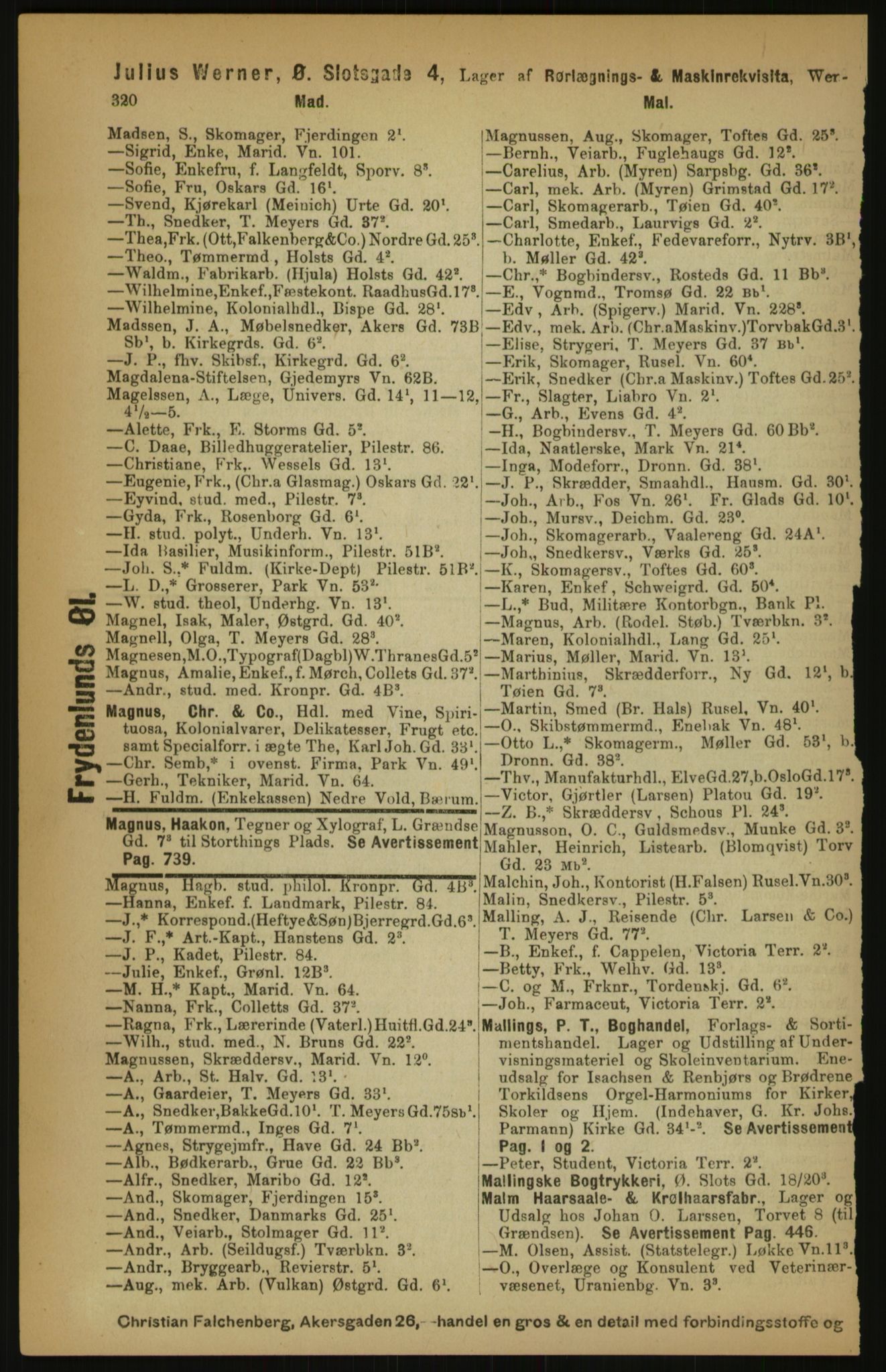 Kristiania/Oslo adressebok, PUBL/-, 1891, p. 320