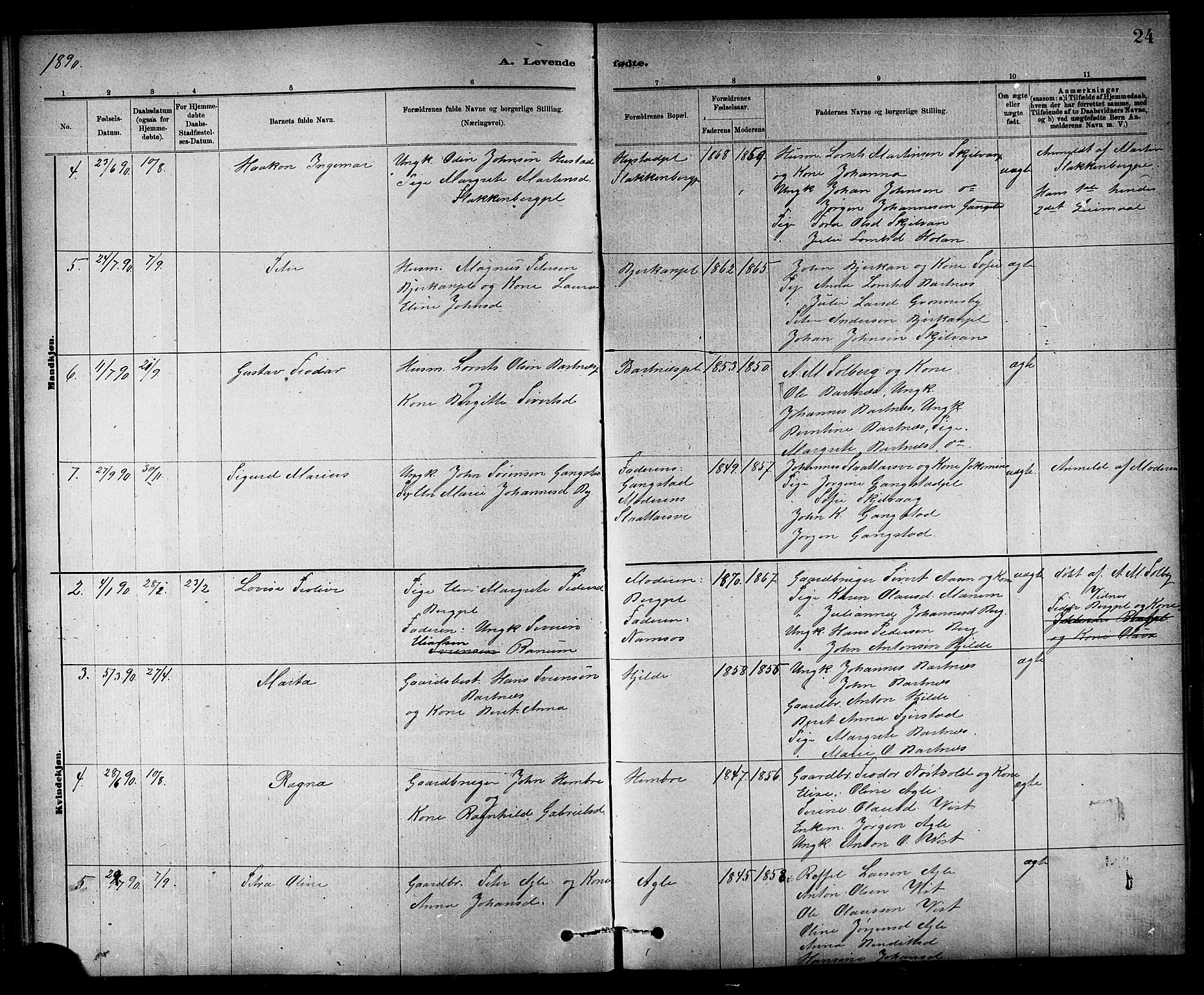 Ministerialprotokoller, klokkerbøker og fødselsregistre - Nord-Trøndelag, AV/SAT-A-1458/732/L0318: Parish register (copy) no. 732C02, 1881-1911, p. 24