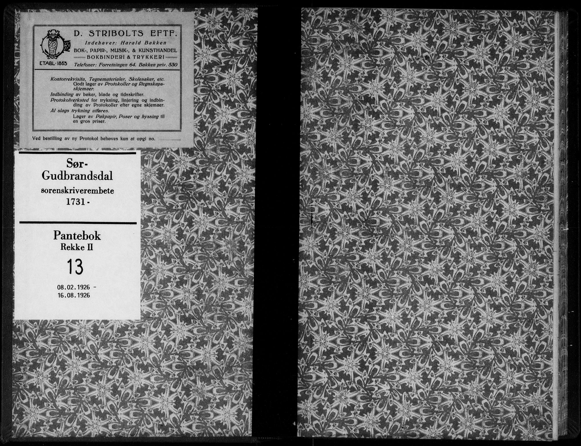 Sør-Gudbrandsdal tingrett, SAH/TING-004/H/Hb/Hbb/L0013: Mortgage book no. II 13, 1926-1926