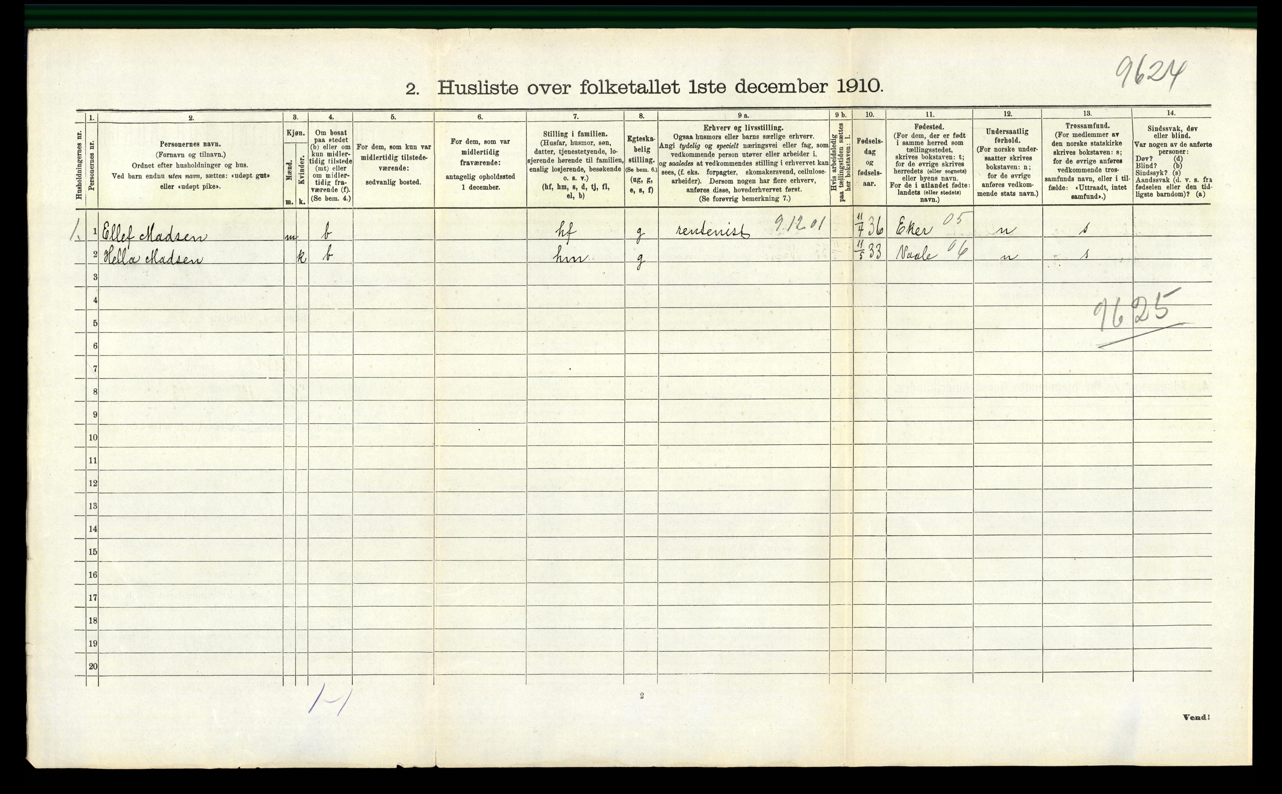 RA, 1910 census for Sem, 1910, p. 1591