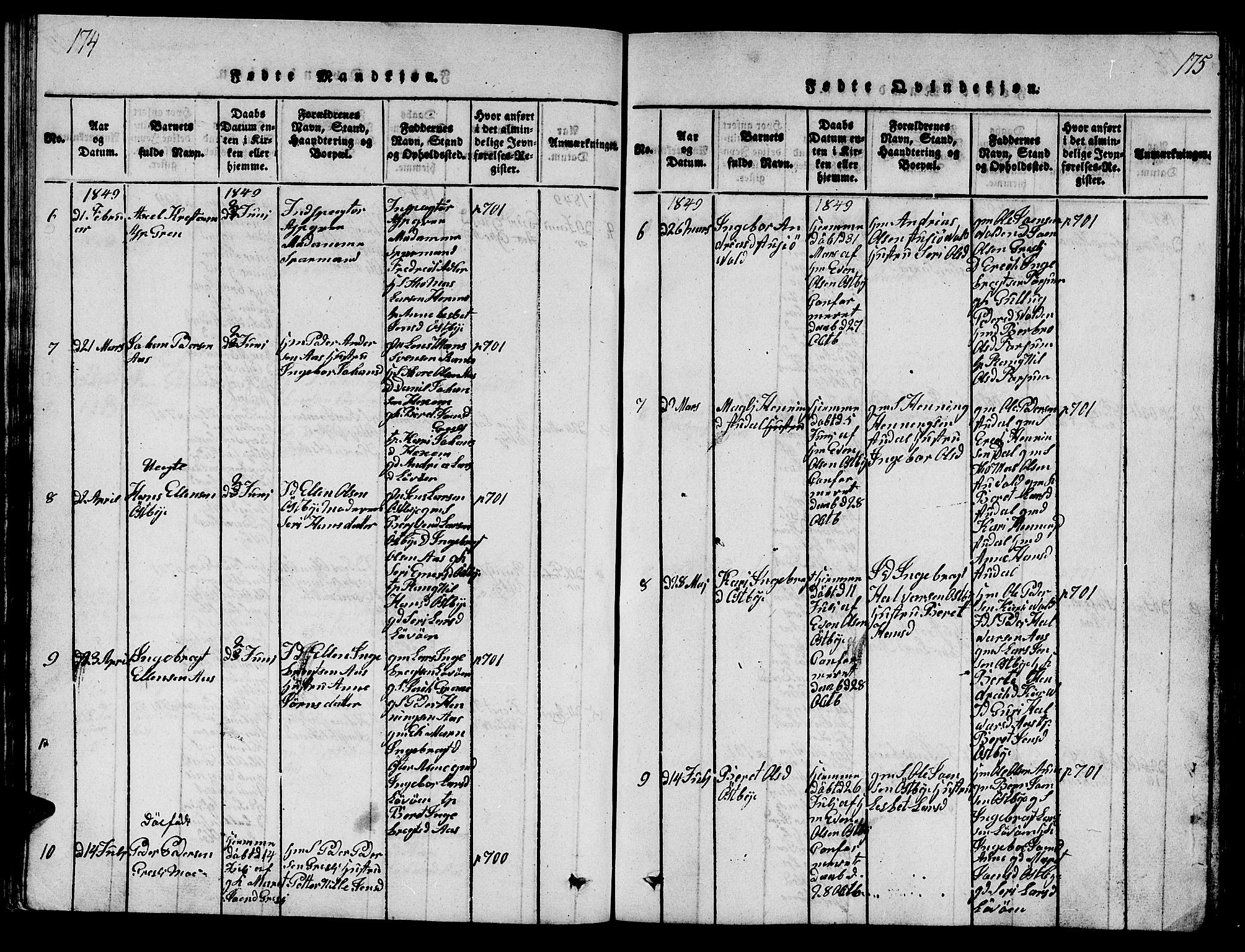 Ministerialprotokoller, klokkerbøker og fødselsregistre - Sør-Trøndelag, SAT/A-1456/698/L1164: Parish register (copy) no. 698C01, 1816-1861, p. 174-175