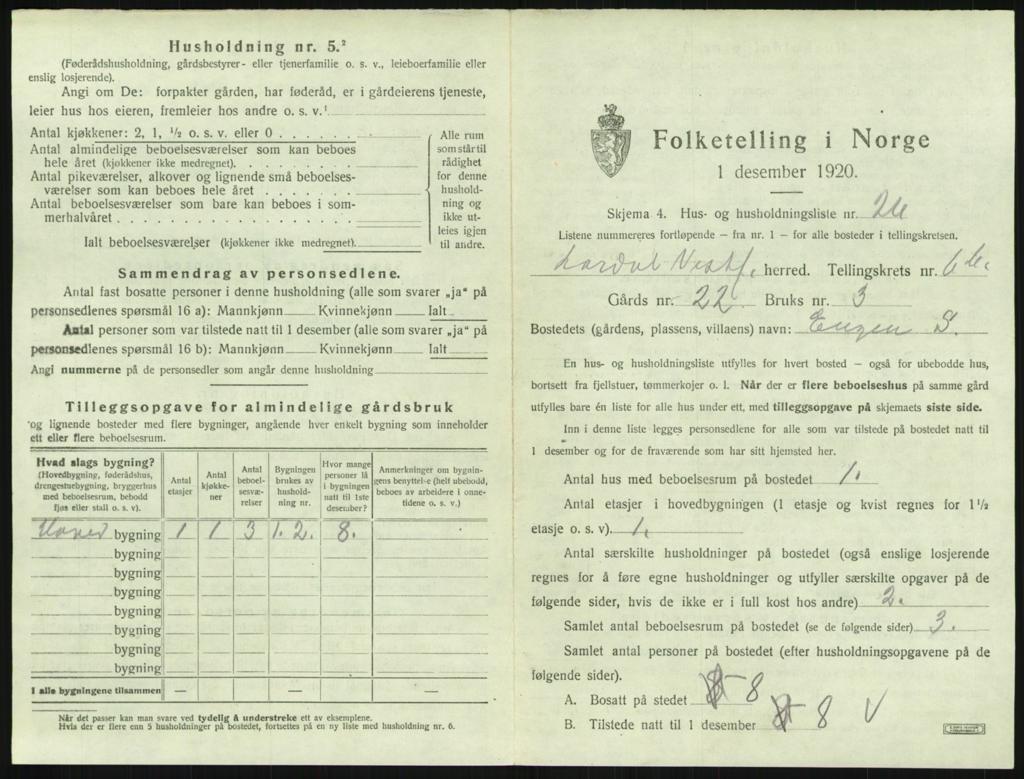 SAKO, 1920 census for Lardal, 1920, p. 971