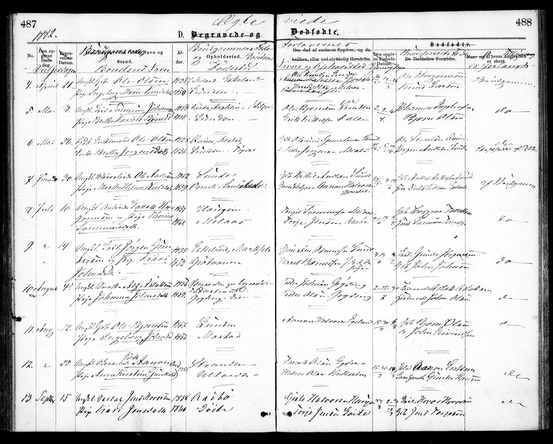 Gjerstad sokneprestkontor, AV/SAK-1111-0014/F/Fa/Faa/L0008: Parish register (official) no. A 8, 1876-1884, p. 487-488