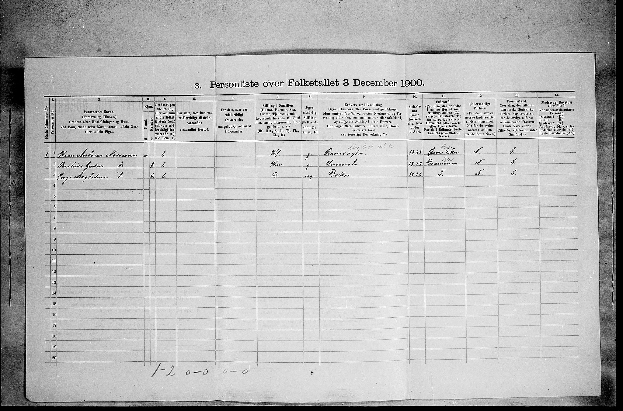 SAH, 1900 census for Åsnes, 1900, p. 613