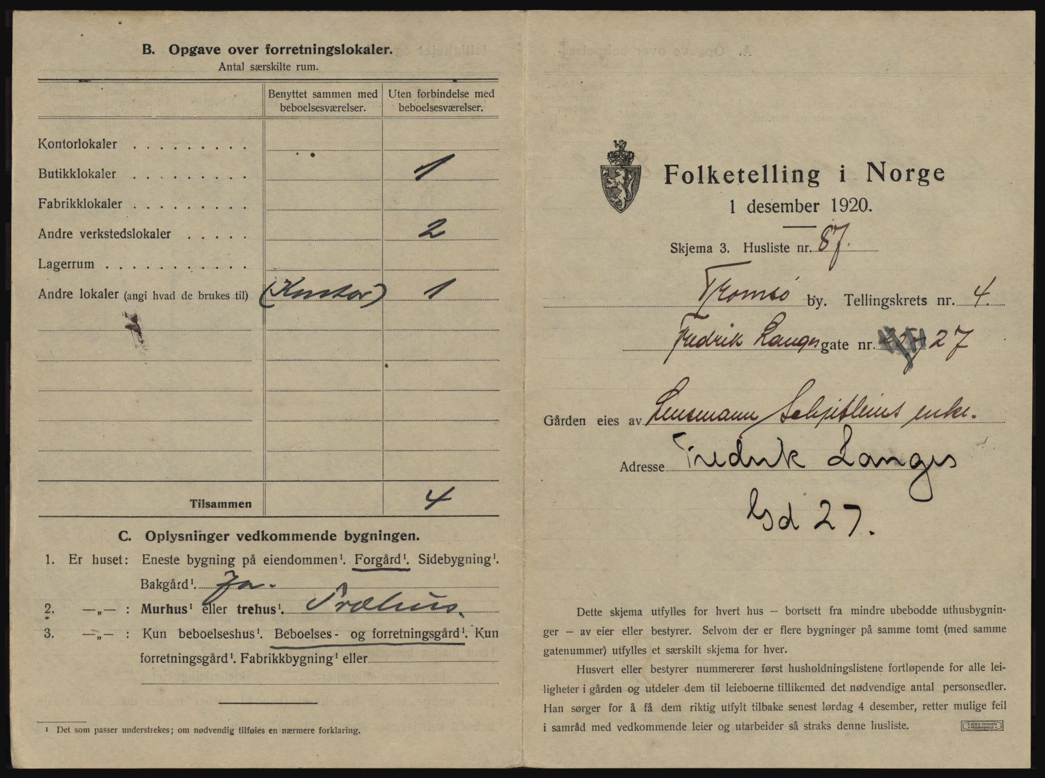 SATØ, 1920 census for Tromsø, 1920, p. 767