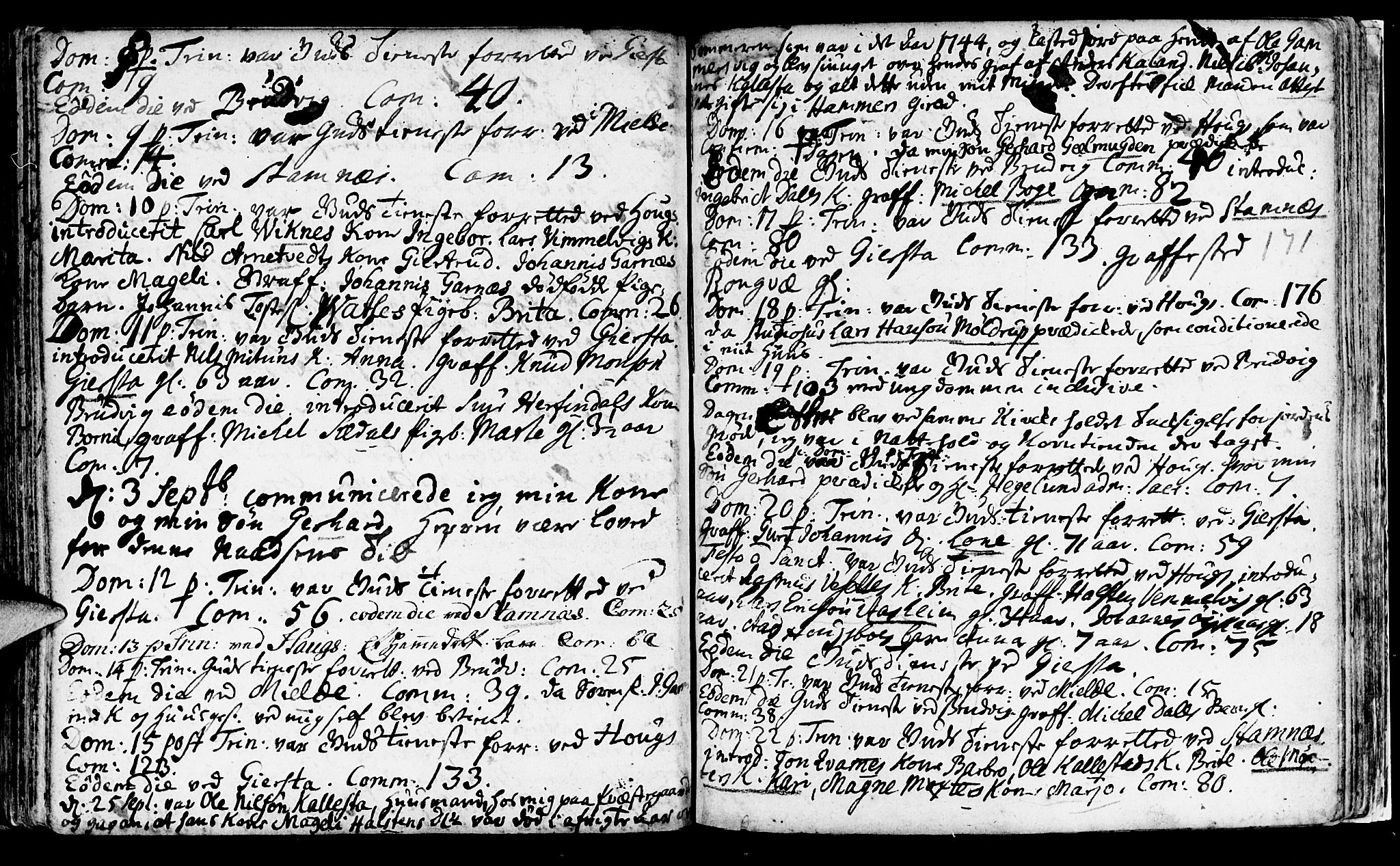 Haus sokneprestembete, AV/SAB-A-75601/H/Haa: Parish register (official) no. A 5, 1733-1747, p. 171