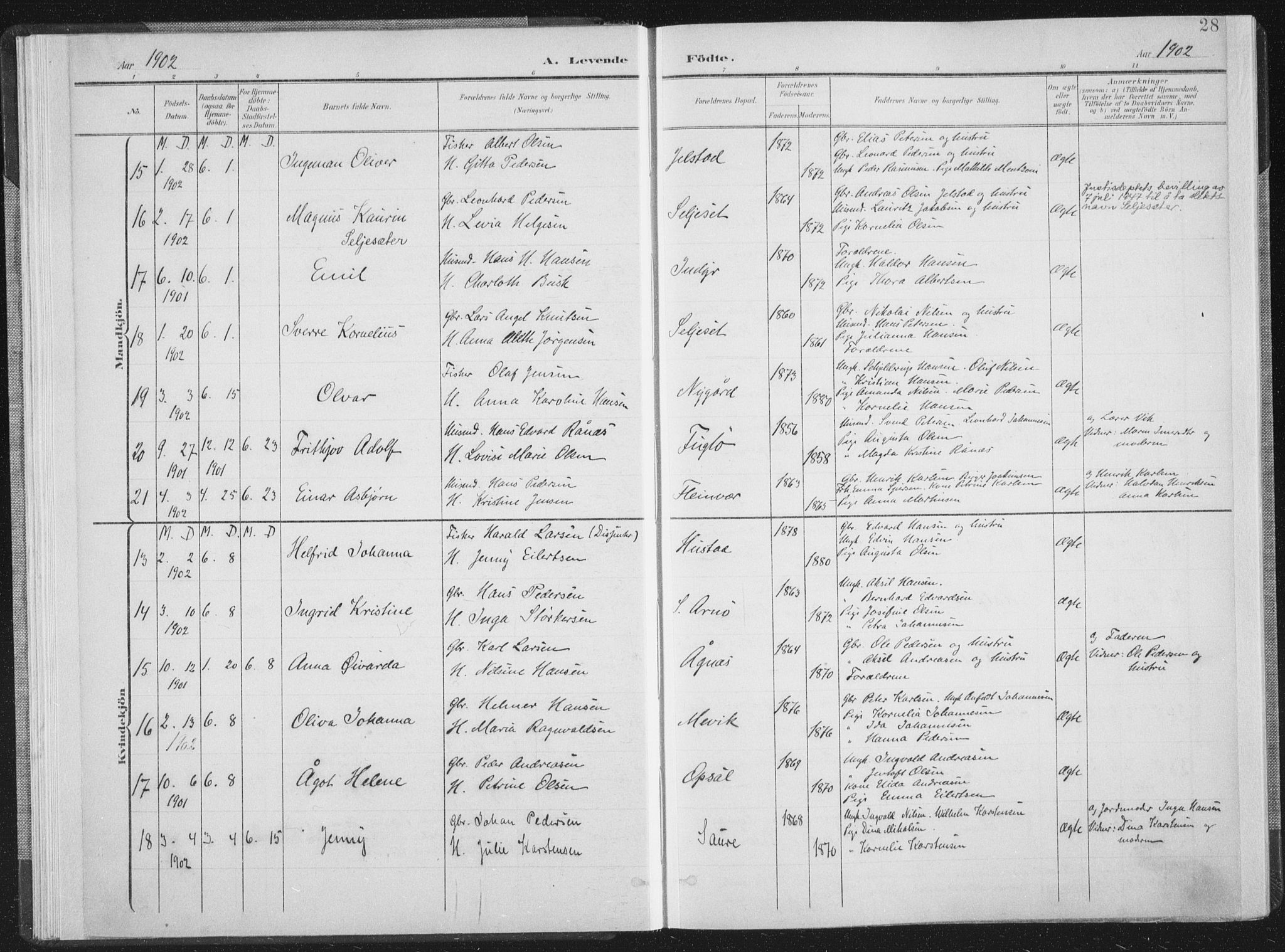 Ministerialprotokoller, klokkerbøker og fødselsregistre - Nordland, AV/SAT-A-1459/805/L0102: Parish register (official) no. 805A08I, 1900-1909, p. 28