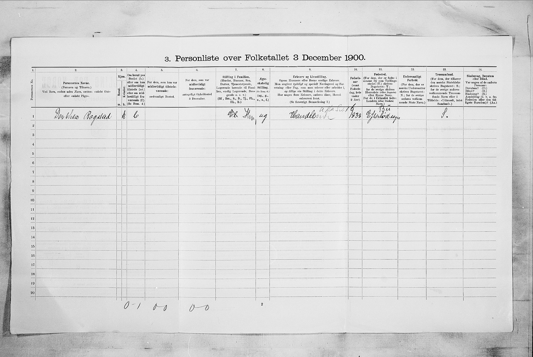 RA, 1900 census for Larvik, 1900, p. 3257