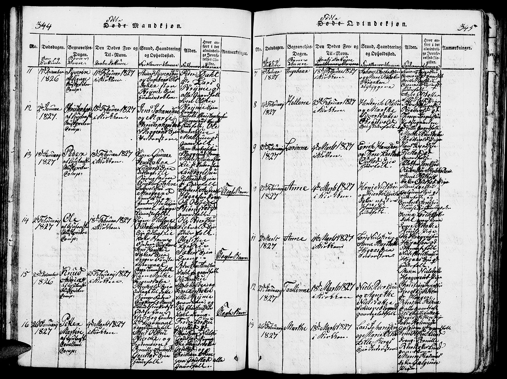 Romedal prestekontor, AV/SAH-PREST-004/L/L0005: Parish register (copy) no. 5, 1814-1829, p. 344-345