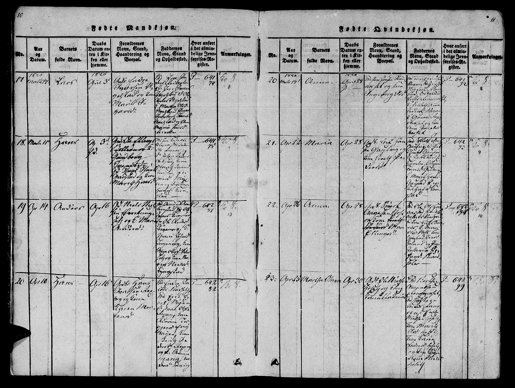 Ministerialprotokoller, klokkerbøker og fødselsregistre - Møre og Romsdal, AV/SAT-A-1454/568/L0800: Parish register (official) no. 568A09 /1, 1819-1830, p. 10-11