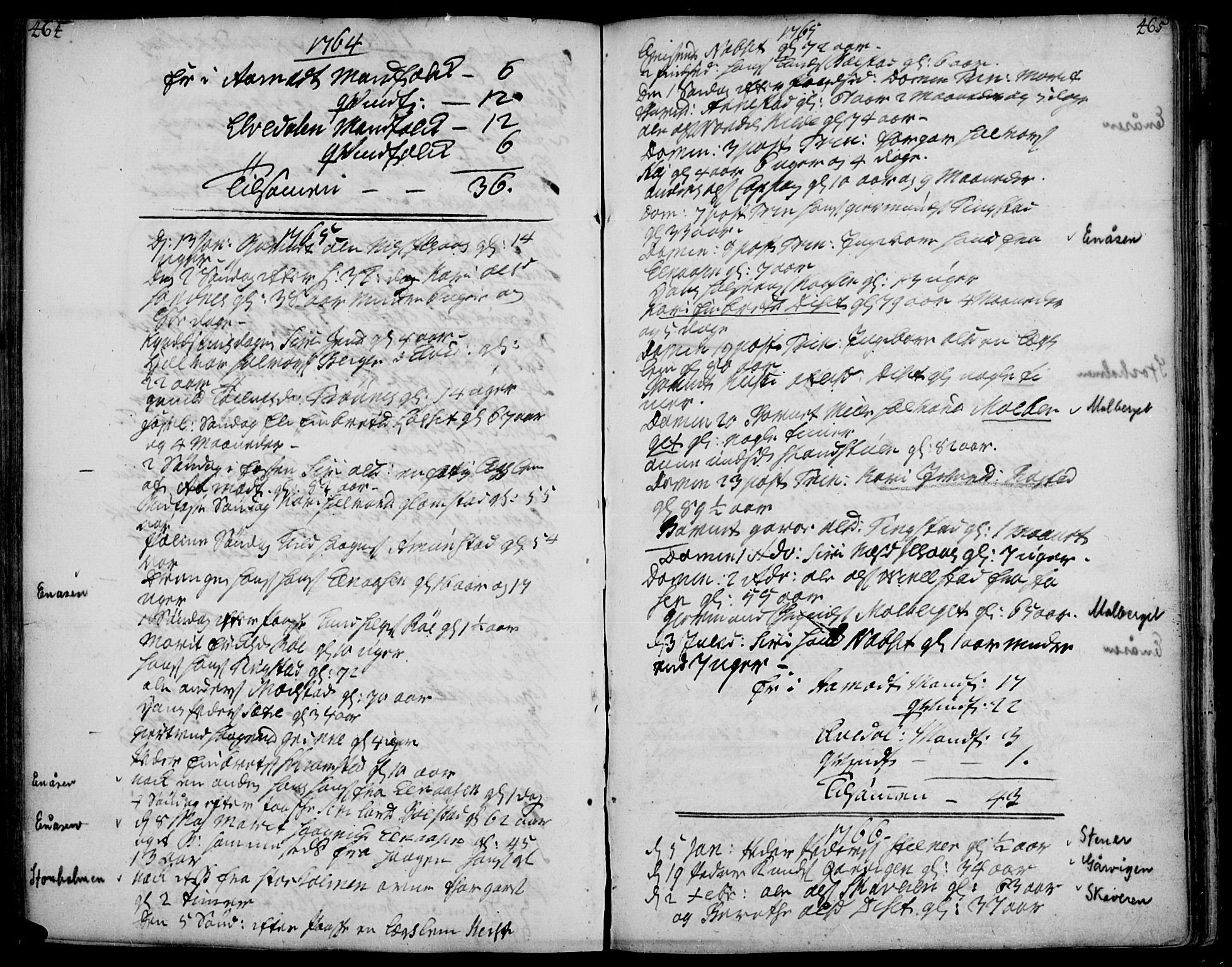 Åmot prestekontor, Hedmark, AV/SAH-PREST-056/H/Ha/Haa/L0002: Parish register (official) no. 2, 1734-1779, p. 464-465