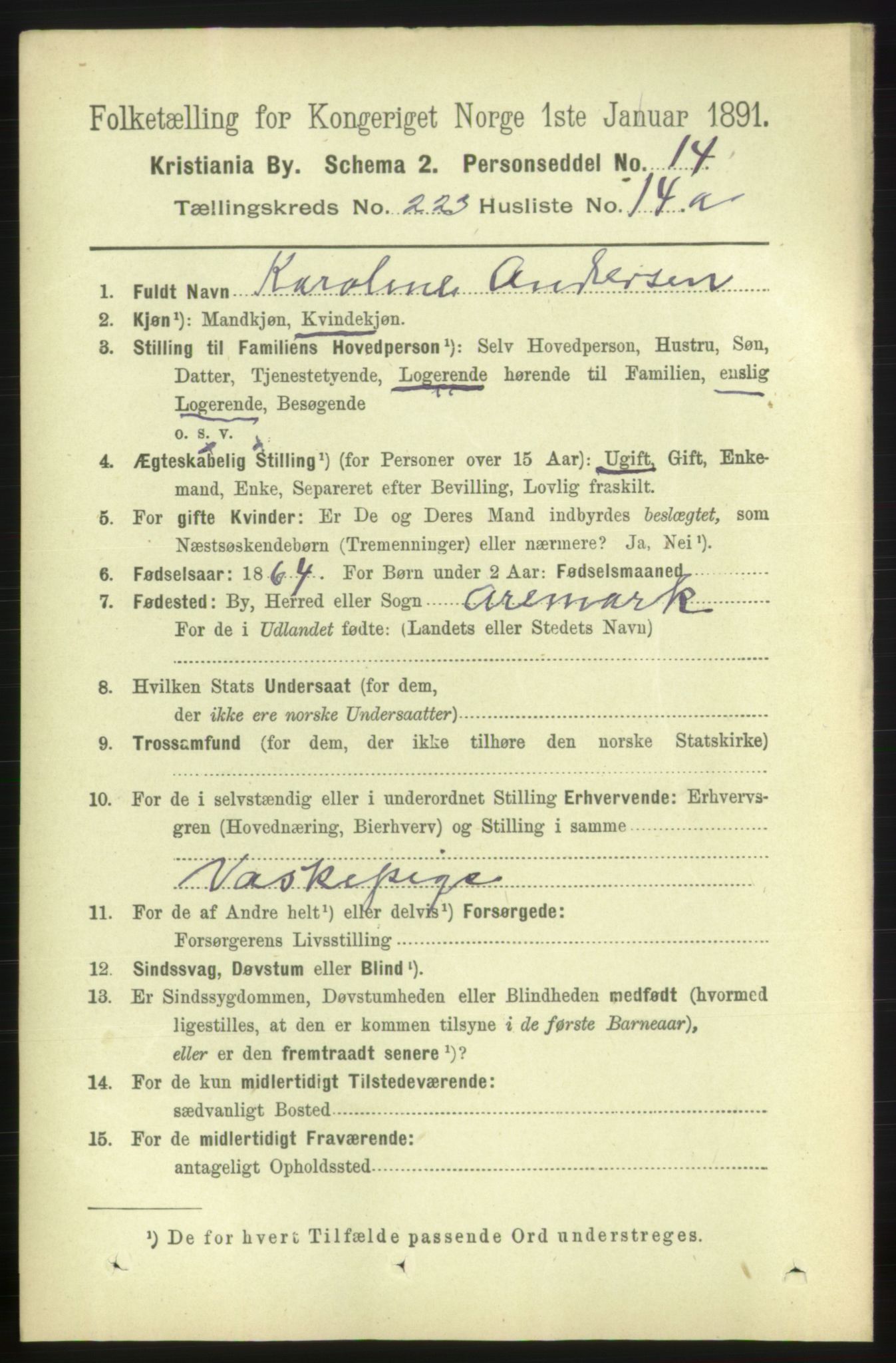 RA, 1891 census for 0301 Kristiania, 1891, p. 134538