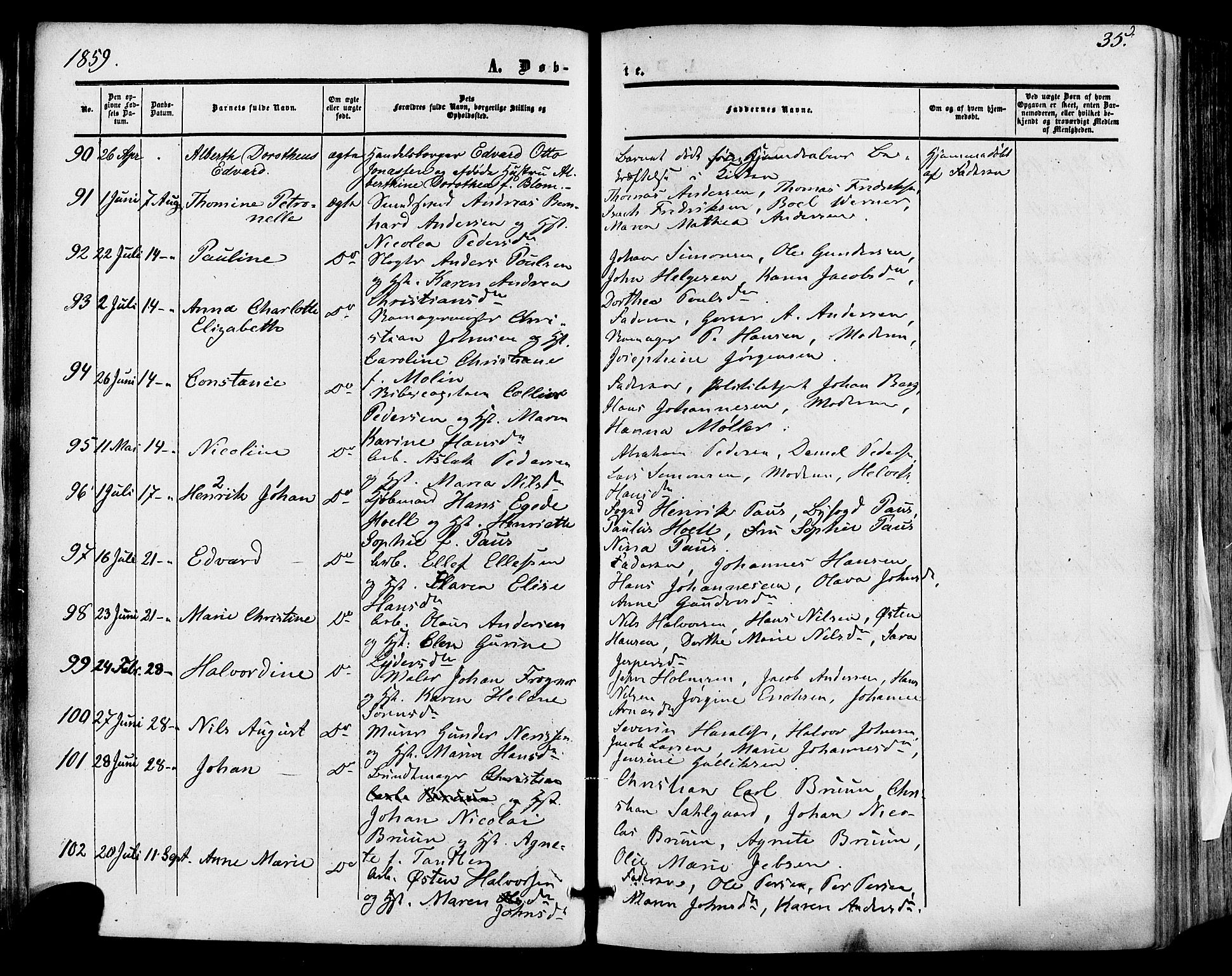Skien kirkebøker, SAKO/A-302/F/Fa/L0007: Parish register (official) no. 7, 1856-1865, p. 35
