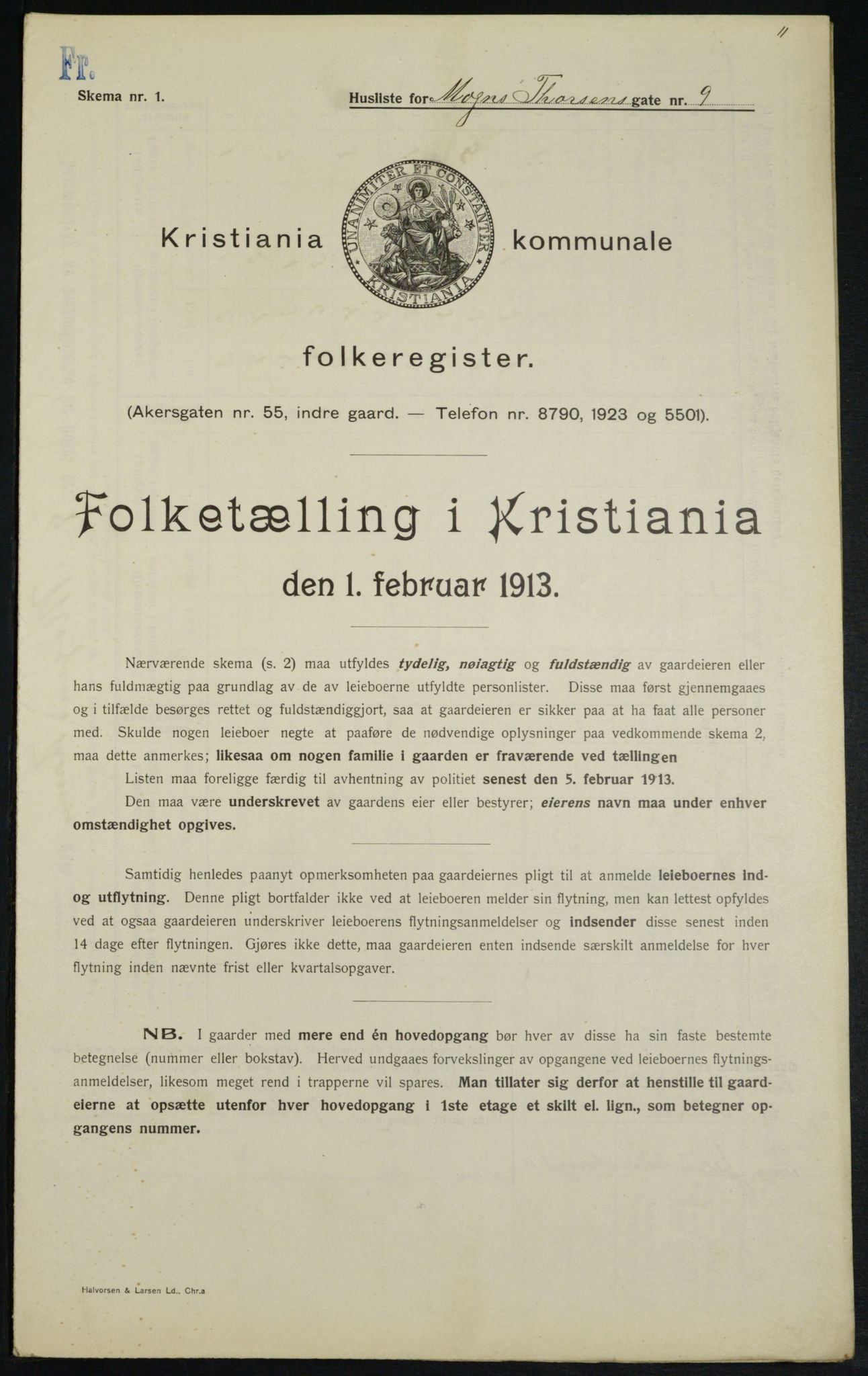 OBA, Municipal Census 1913 for Kristiania, 1913, p. 65530