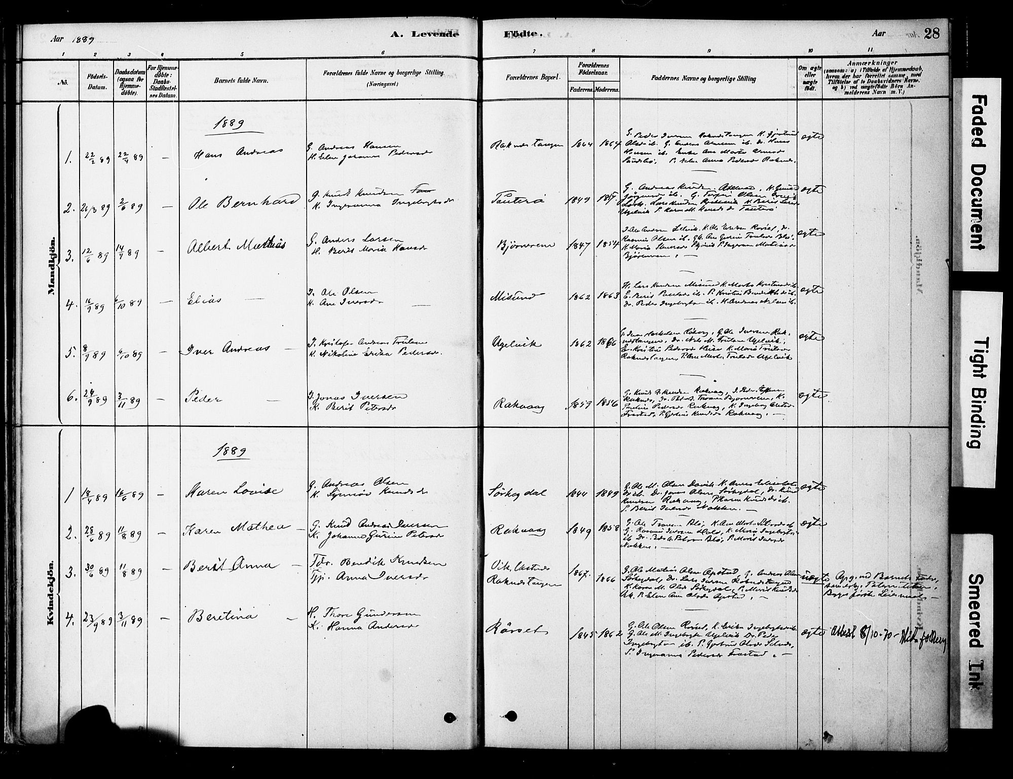 Ministerialprotokoller, klokkerbøker og fødselsregistre - Møre og Romsdal, AV/SAT-A-1454/563/L0736: Parish register (official) no. 563A01, 1878-1903, p. 28