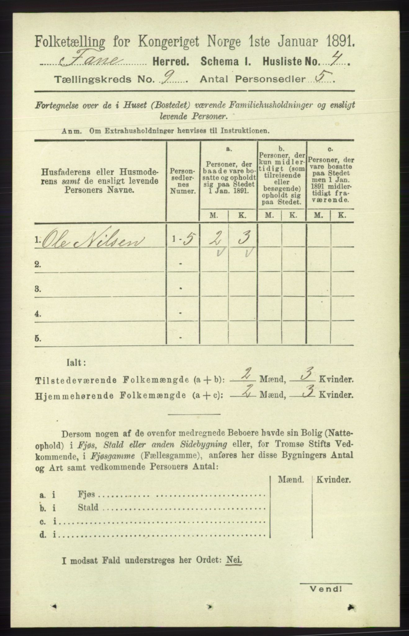 RA, 1891 census for 1249 Fana, 1891, p. 4756