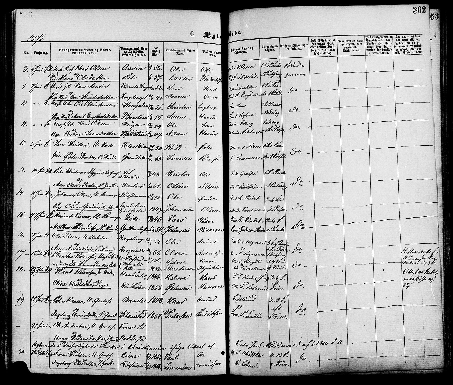 Nord-Fron prestekontor, SAH/PREST-080/H/Ha/Haa/L0002: Parish register (official) no. 2, 1865-1883, p. 362